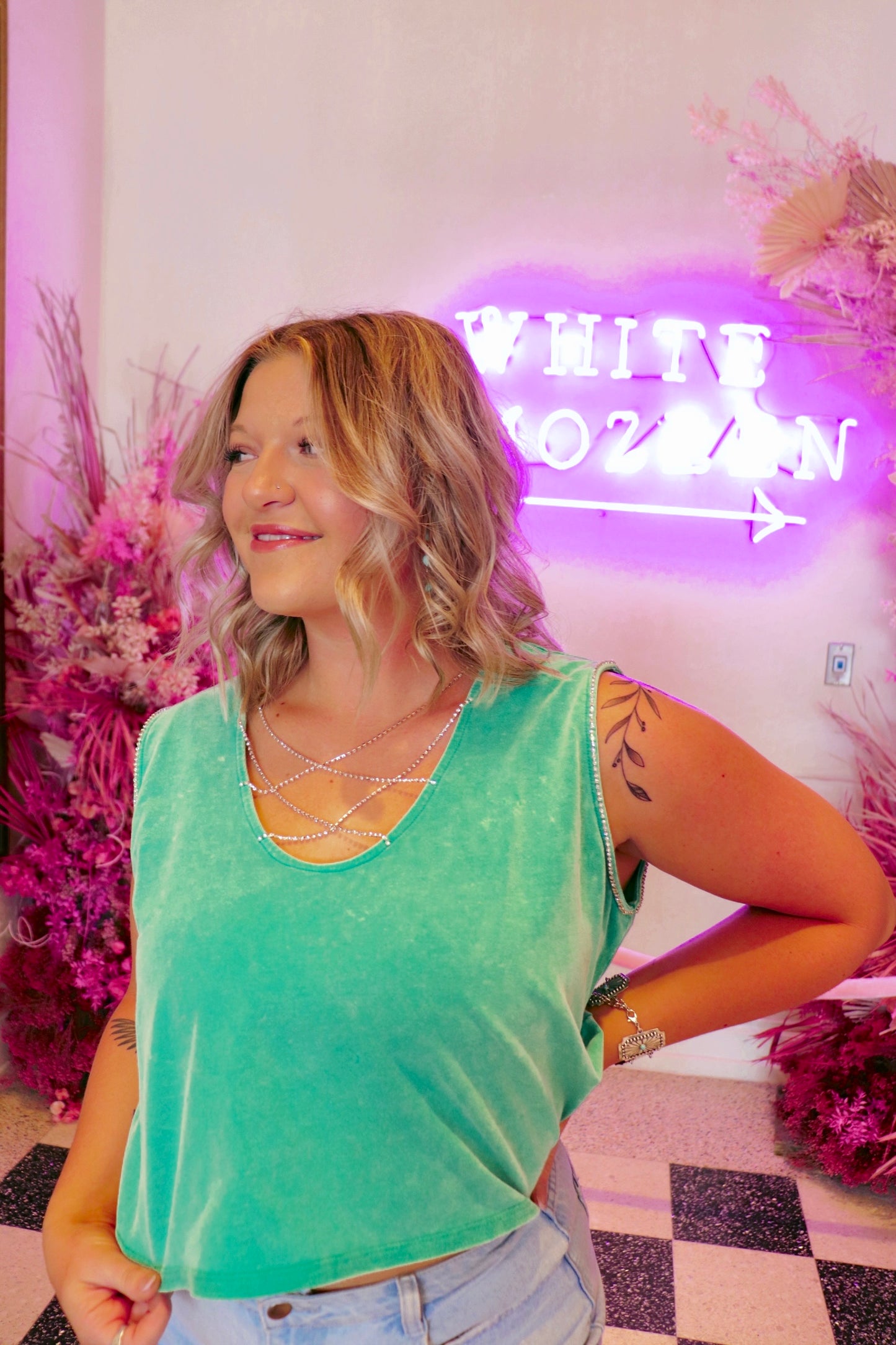 Kelly Green Sparkle Top