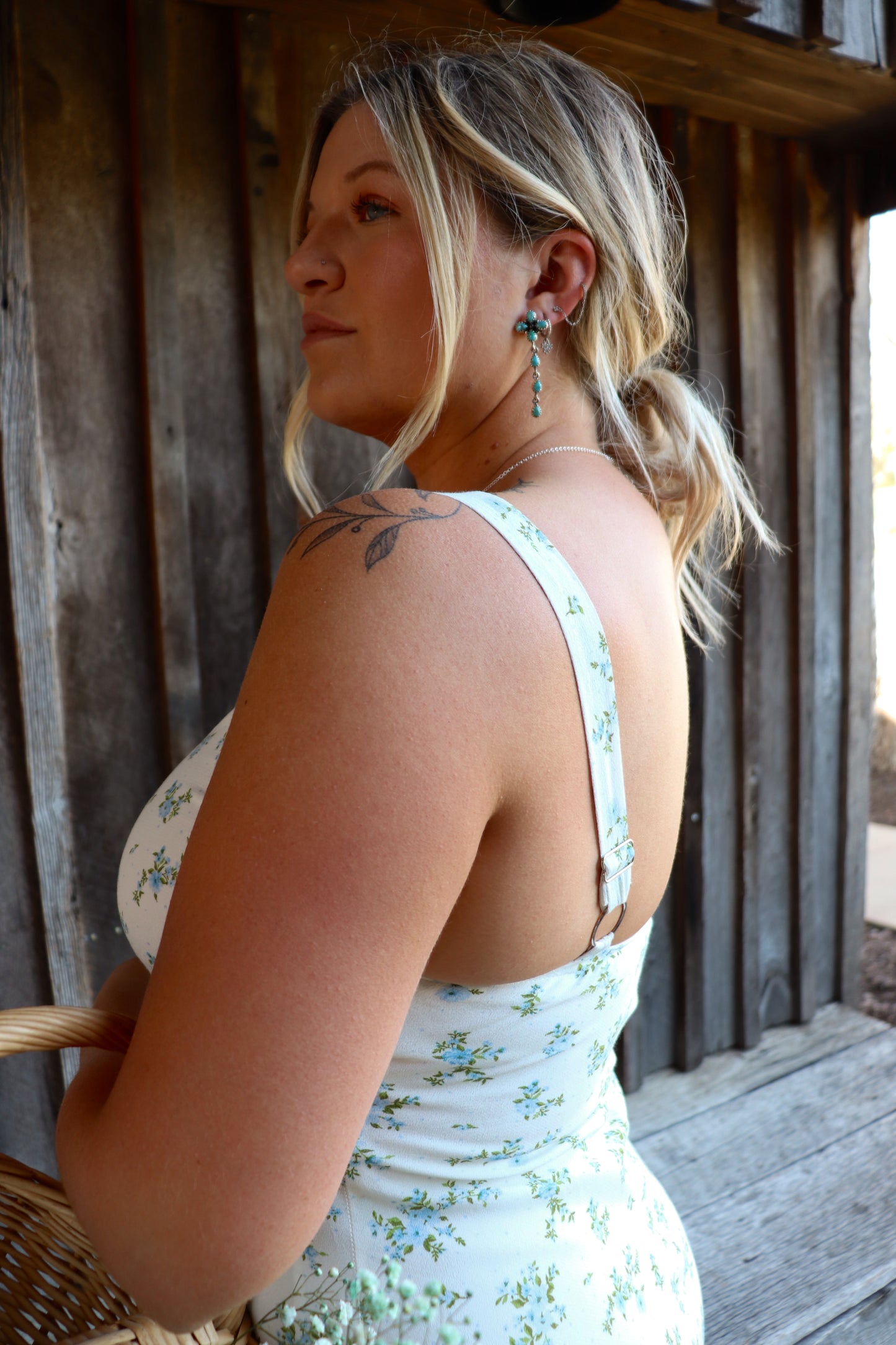 Blue Floral Midi Dress