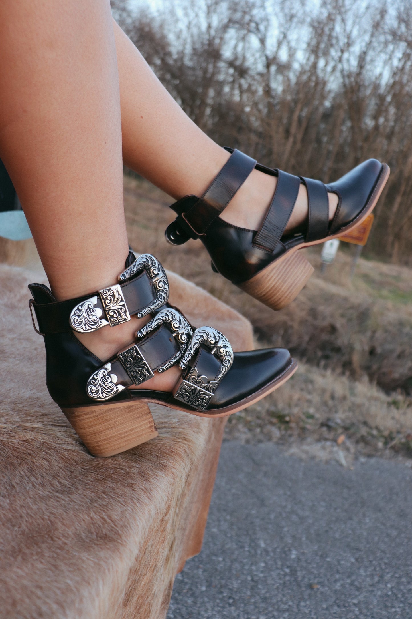 Tooled Buckle Ankle Booties