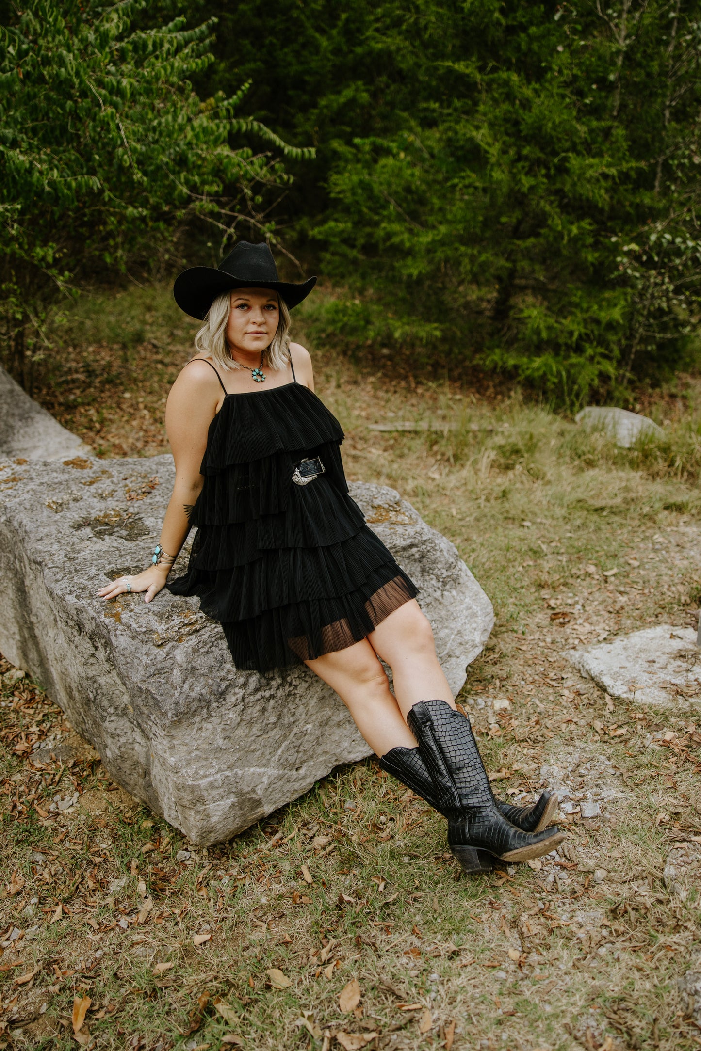 Black Ruffled Tulle Dress