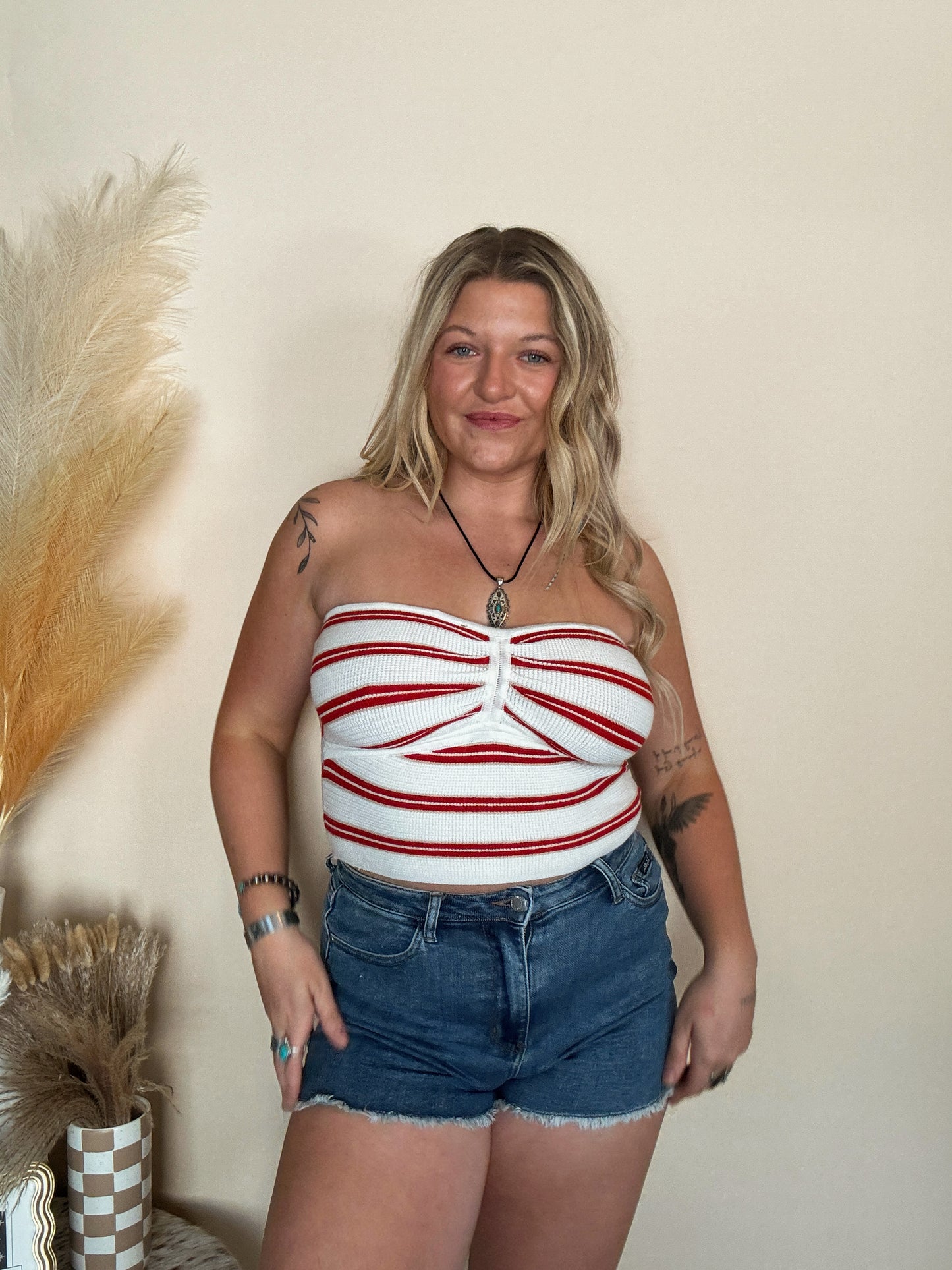 Red Stripe Knit Top