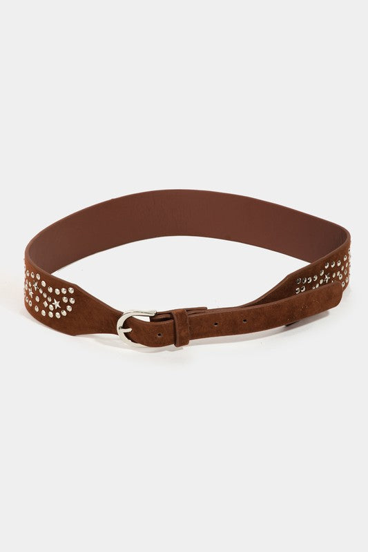 Metallic Stars Faux Leather Belt