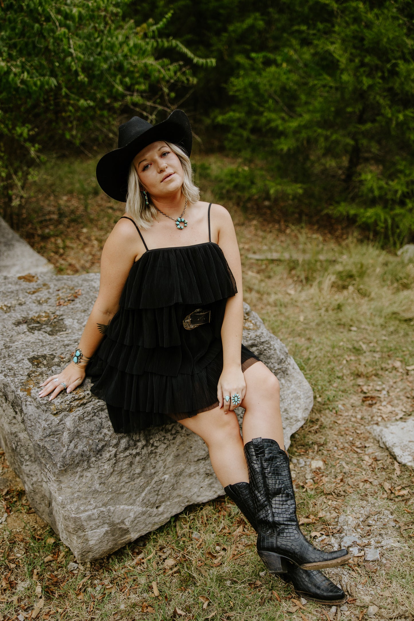 Black Ruffled Tulle Dress