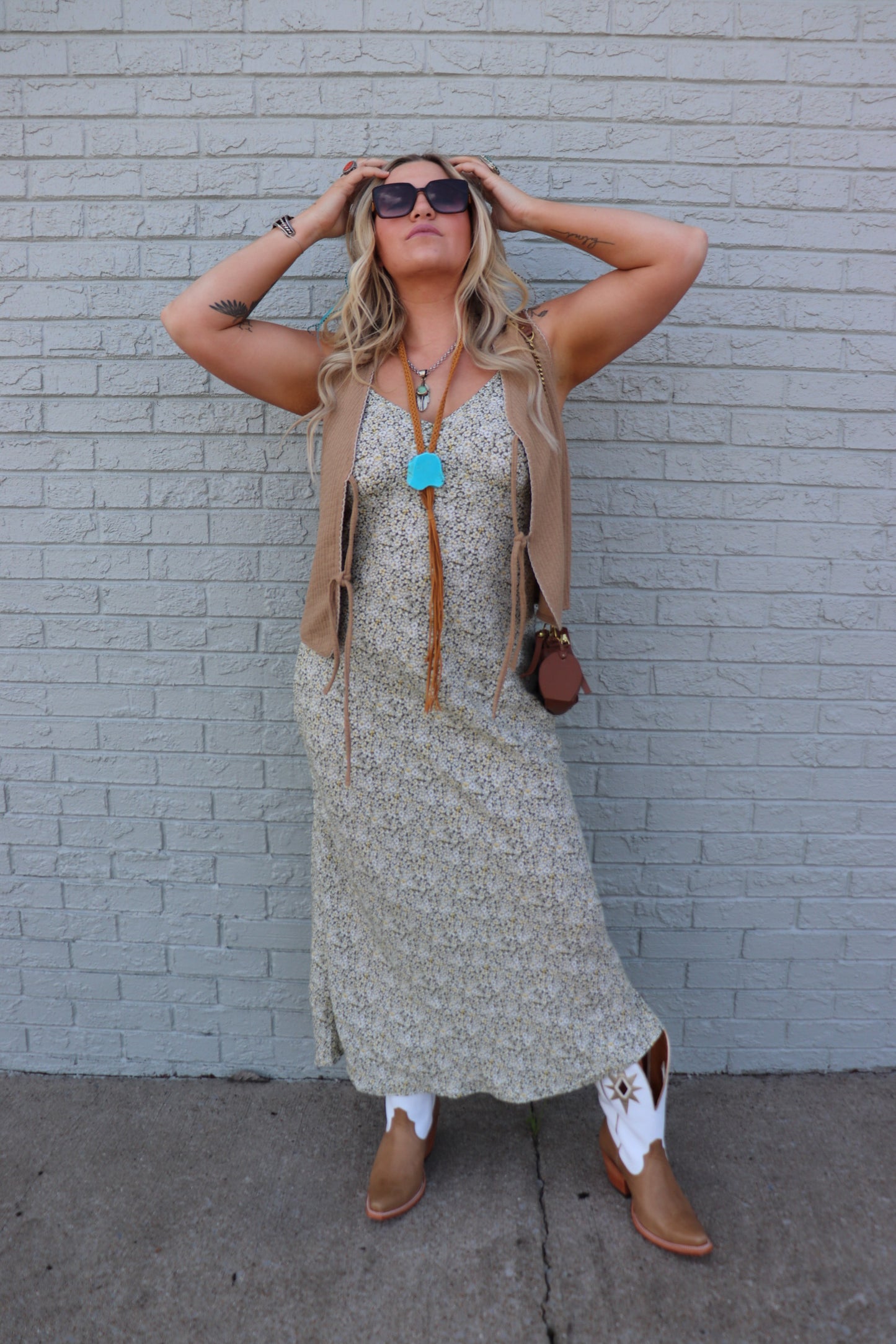 Olive Floral Slip Midi Dress