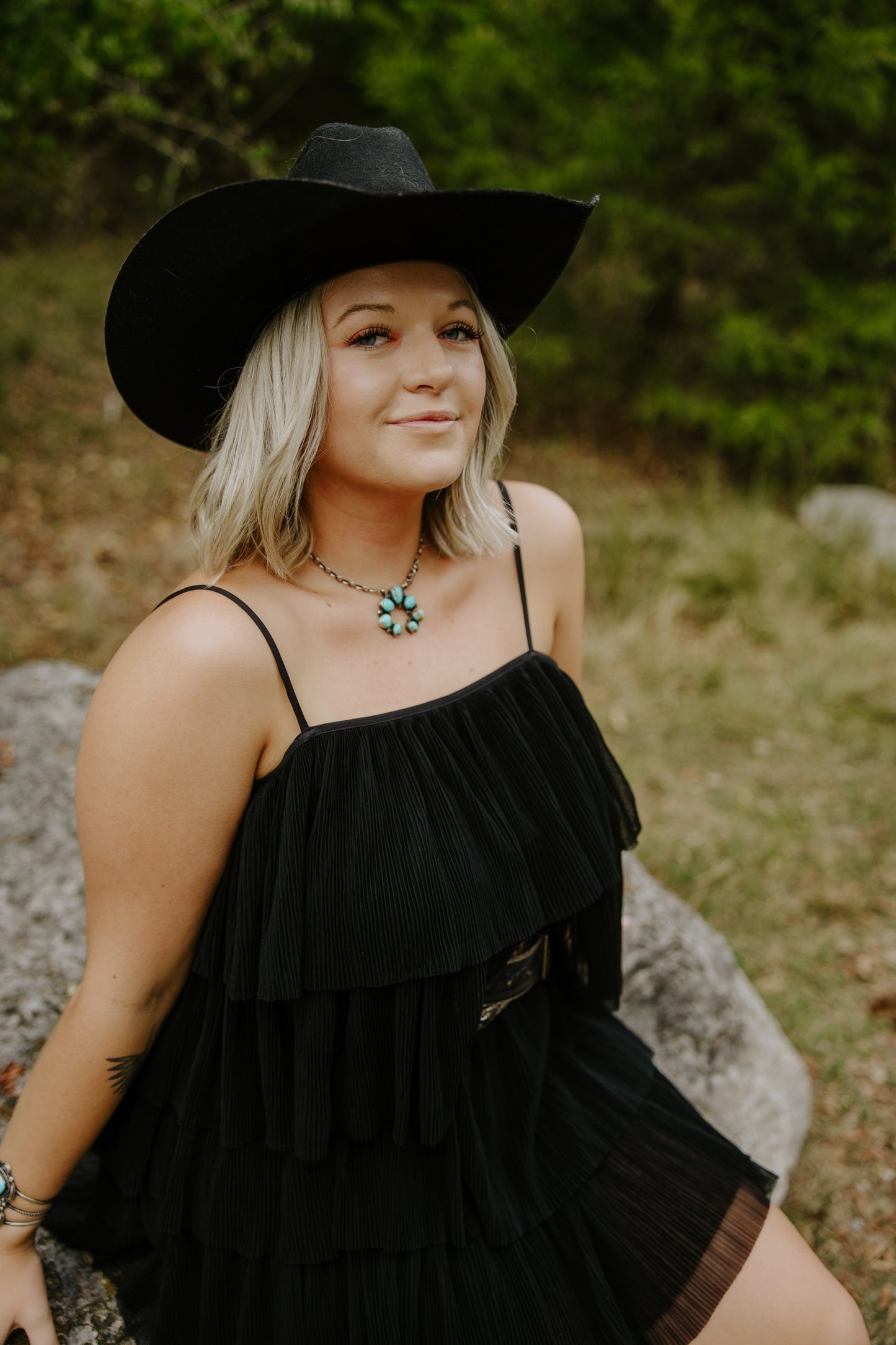 Black Ruffled Tulle Dress