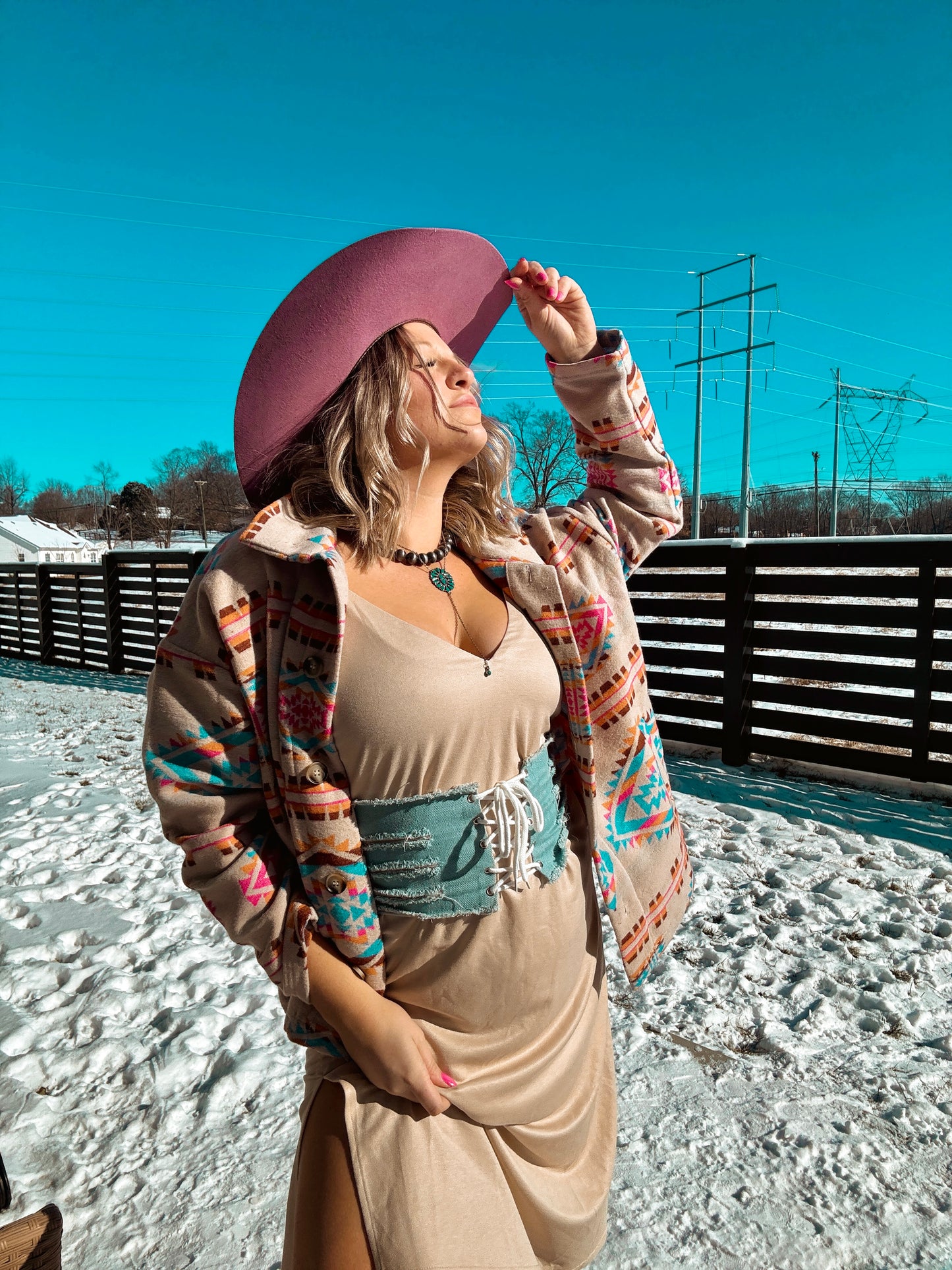 Ivory Blue Western Jacket