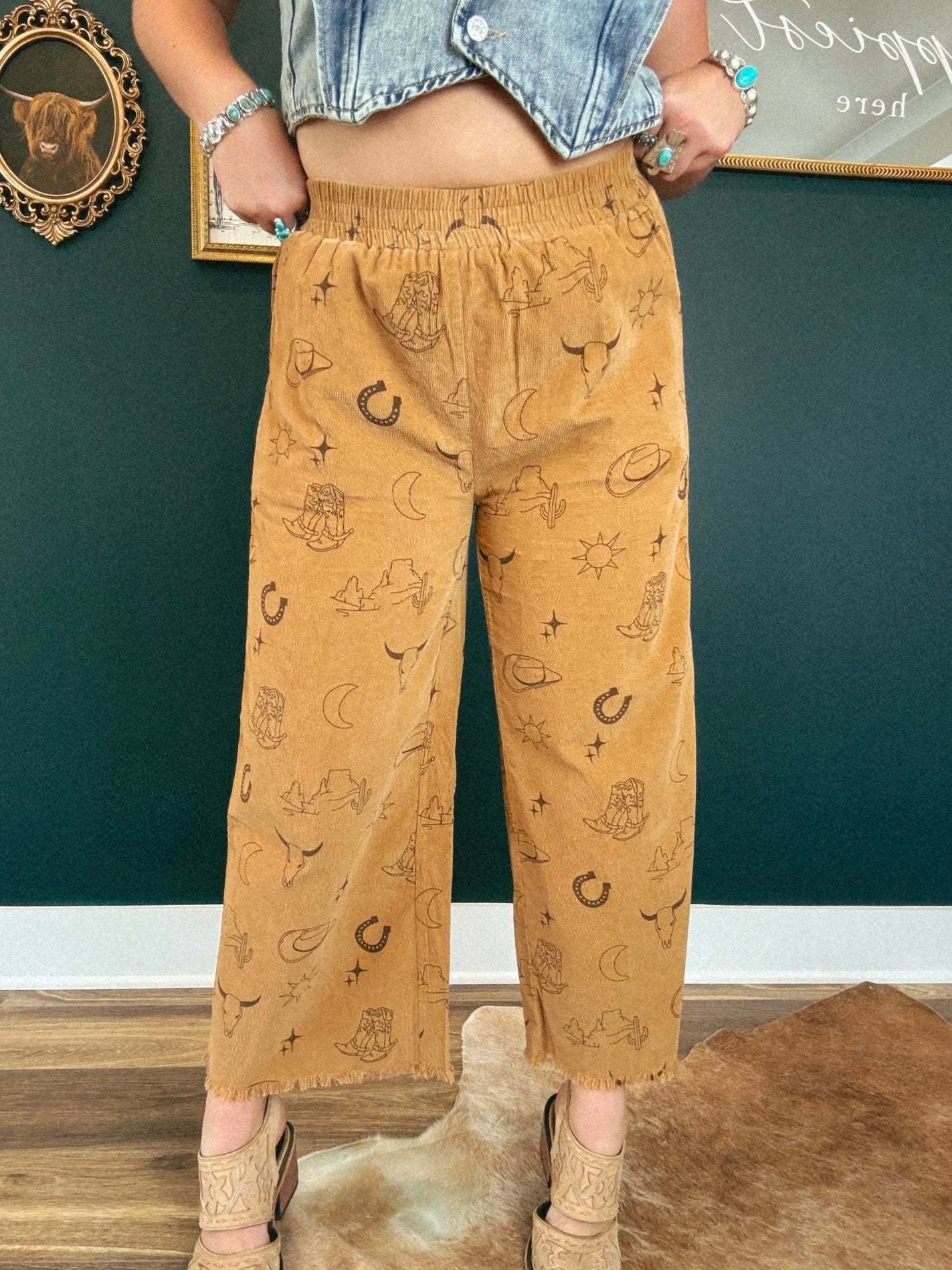 Western Corduroy Wide Leg Pant