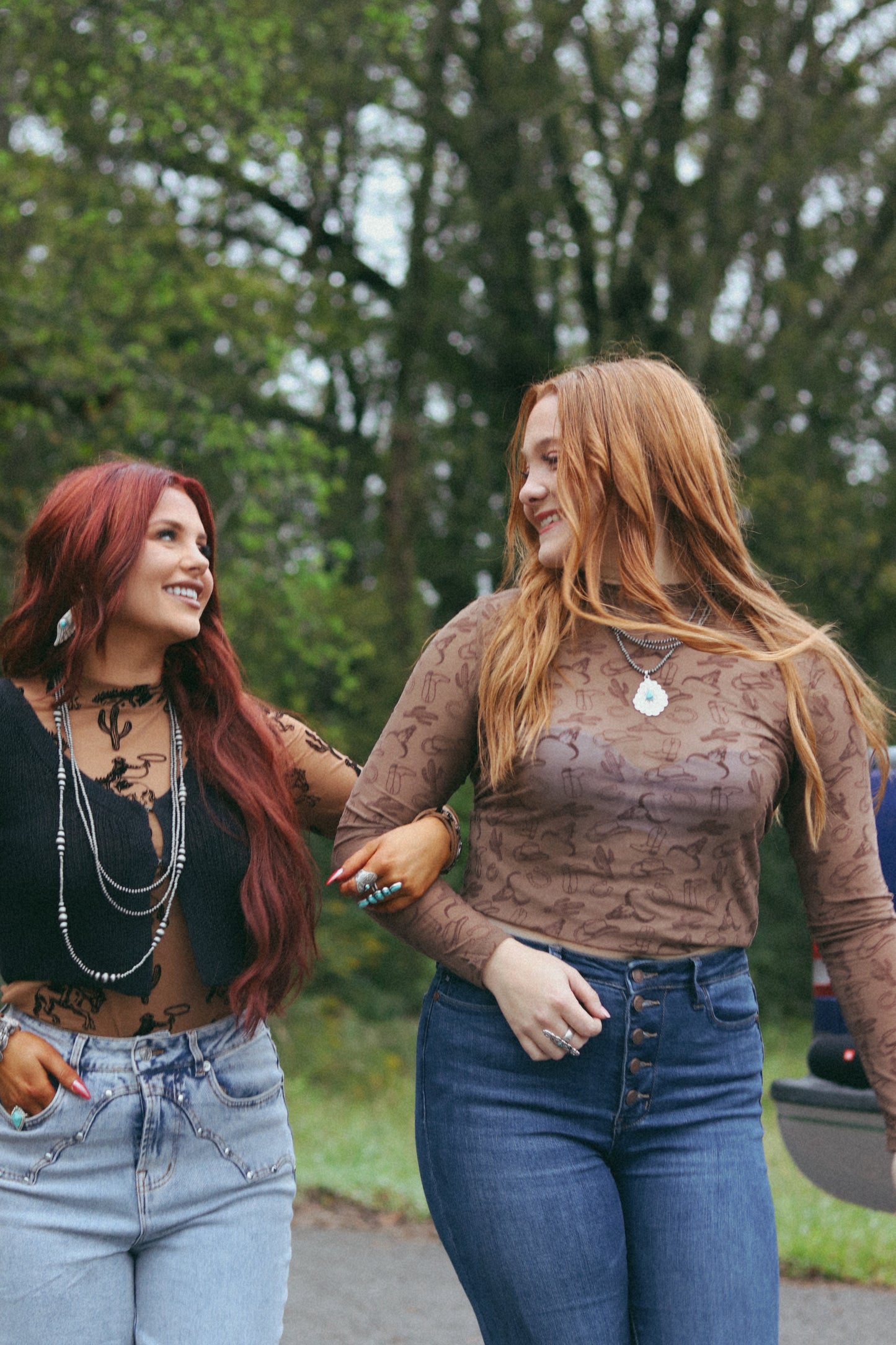 Tan Countryside Mesh Top