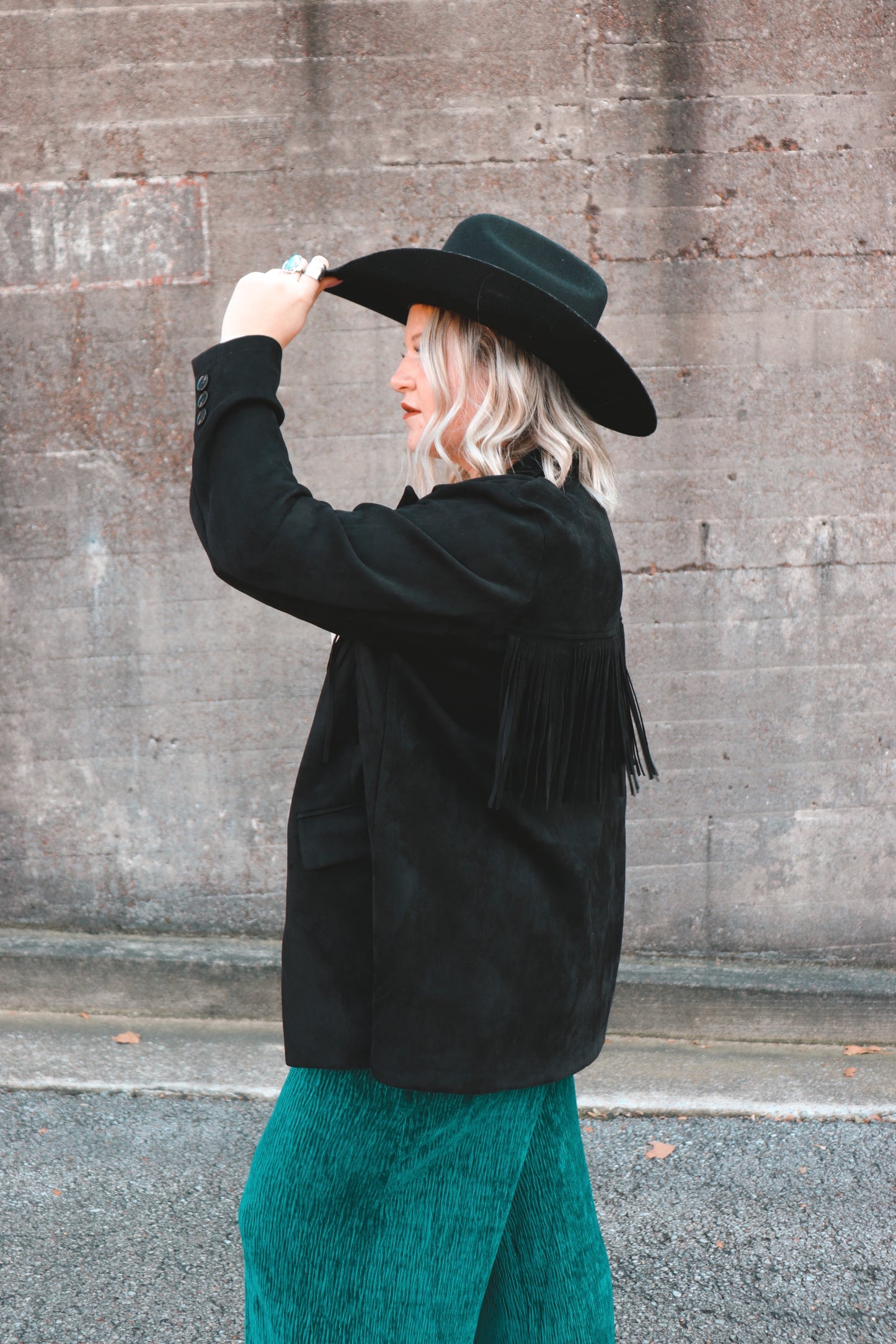 Black Suede Fringe Blazer