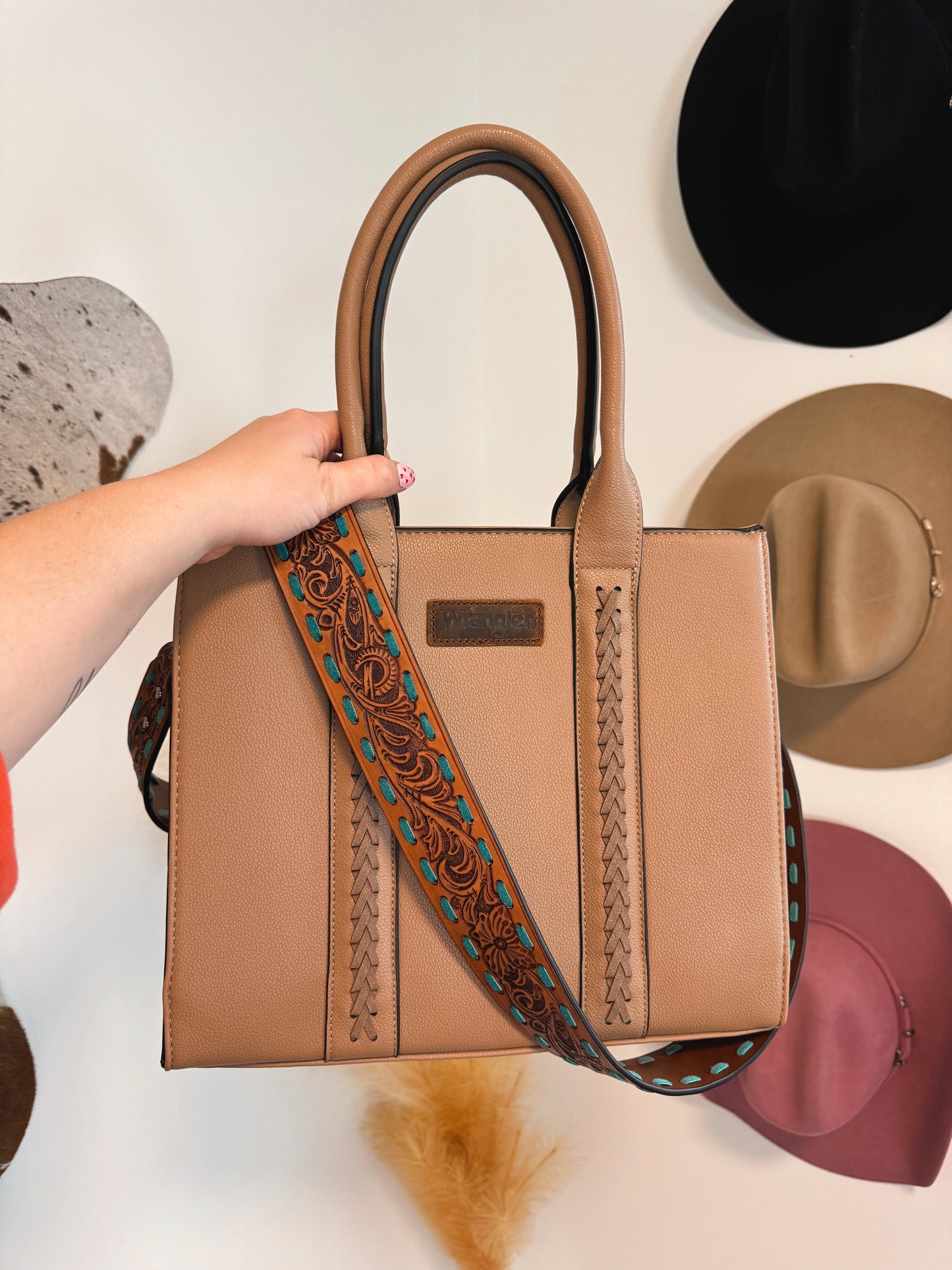 Tooled Floral Crossbody Strap