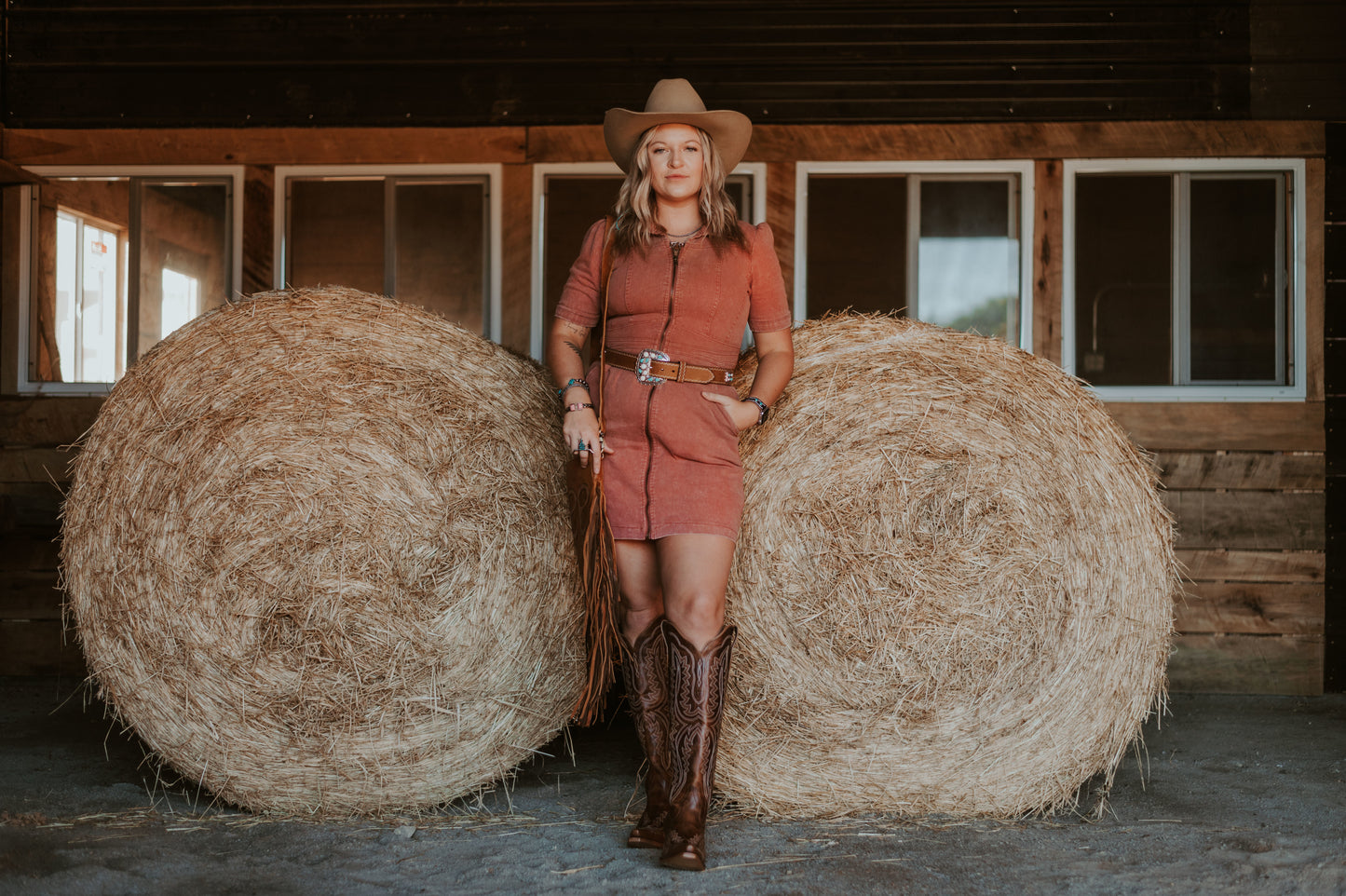 Cinnamon Corduroy Zip Dress