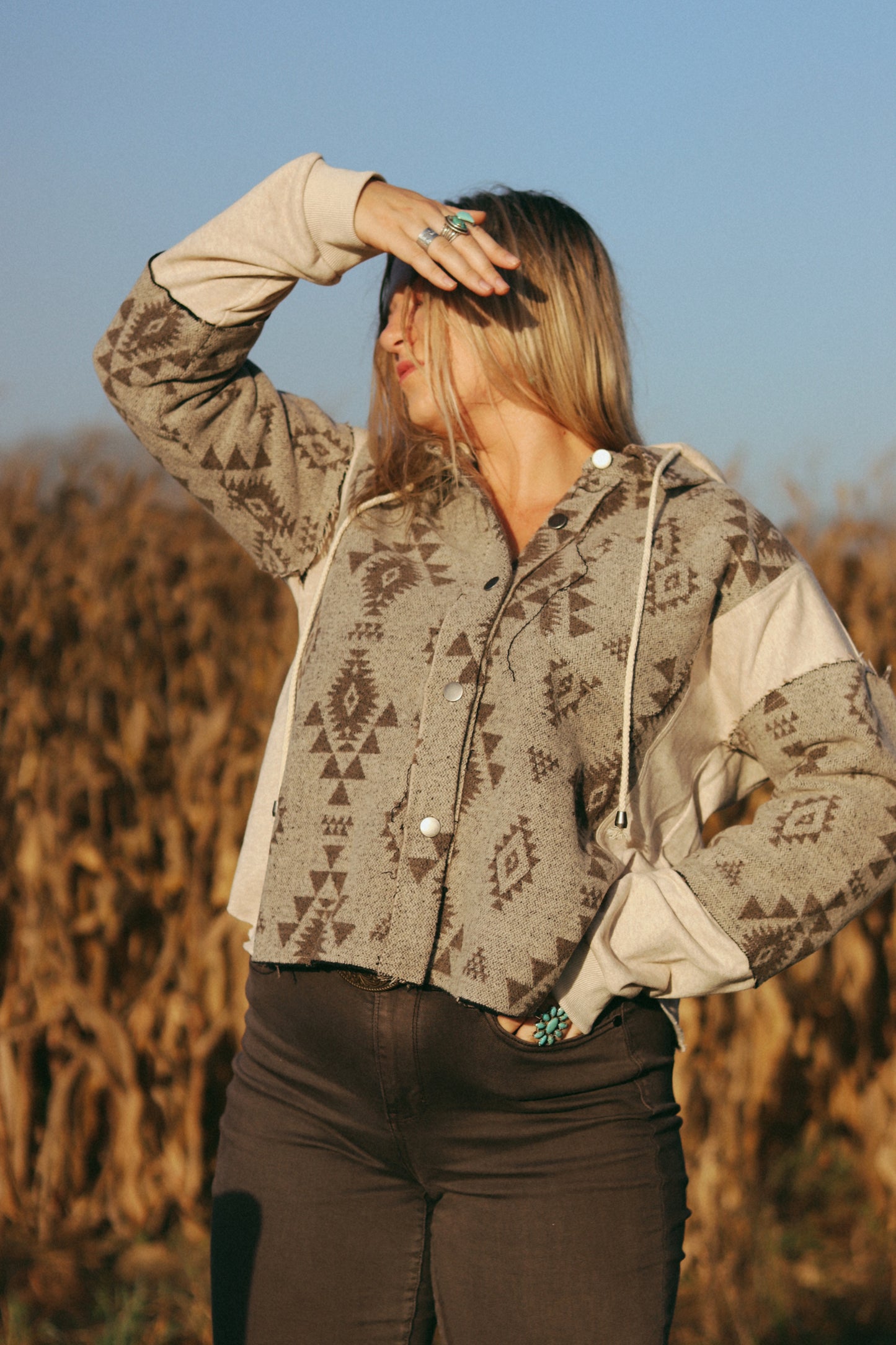 Brown Aztec Hoodie Jacket