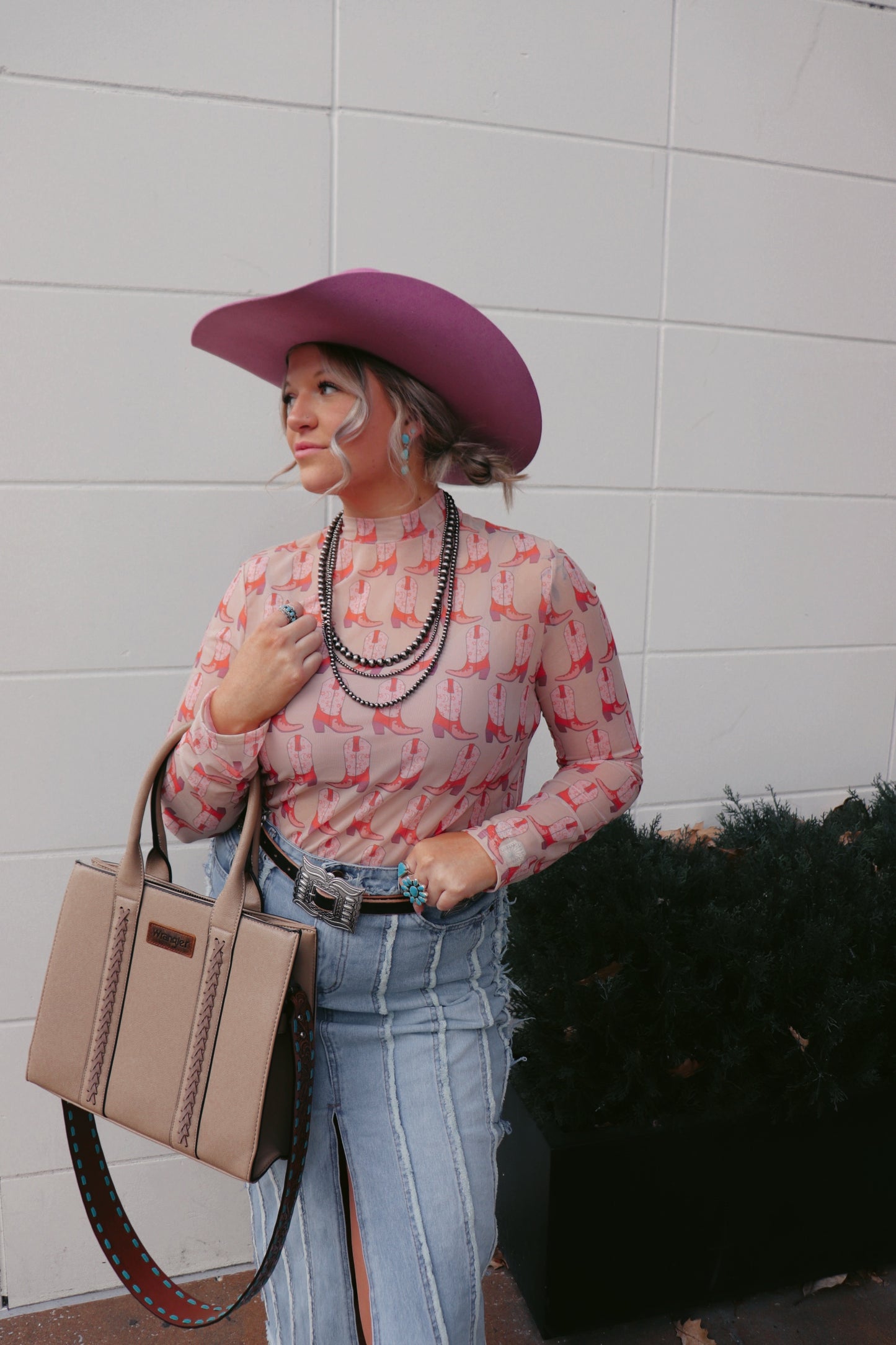 Pink Cowgirl Mesh Long Sleeve