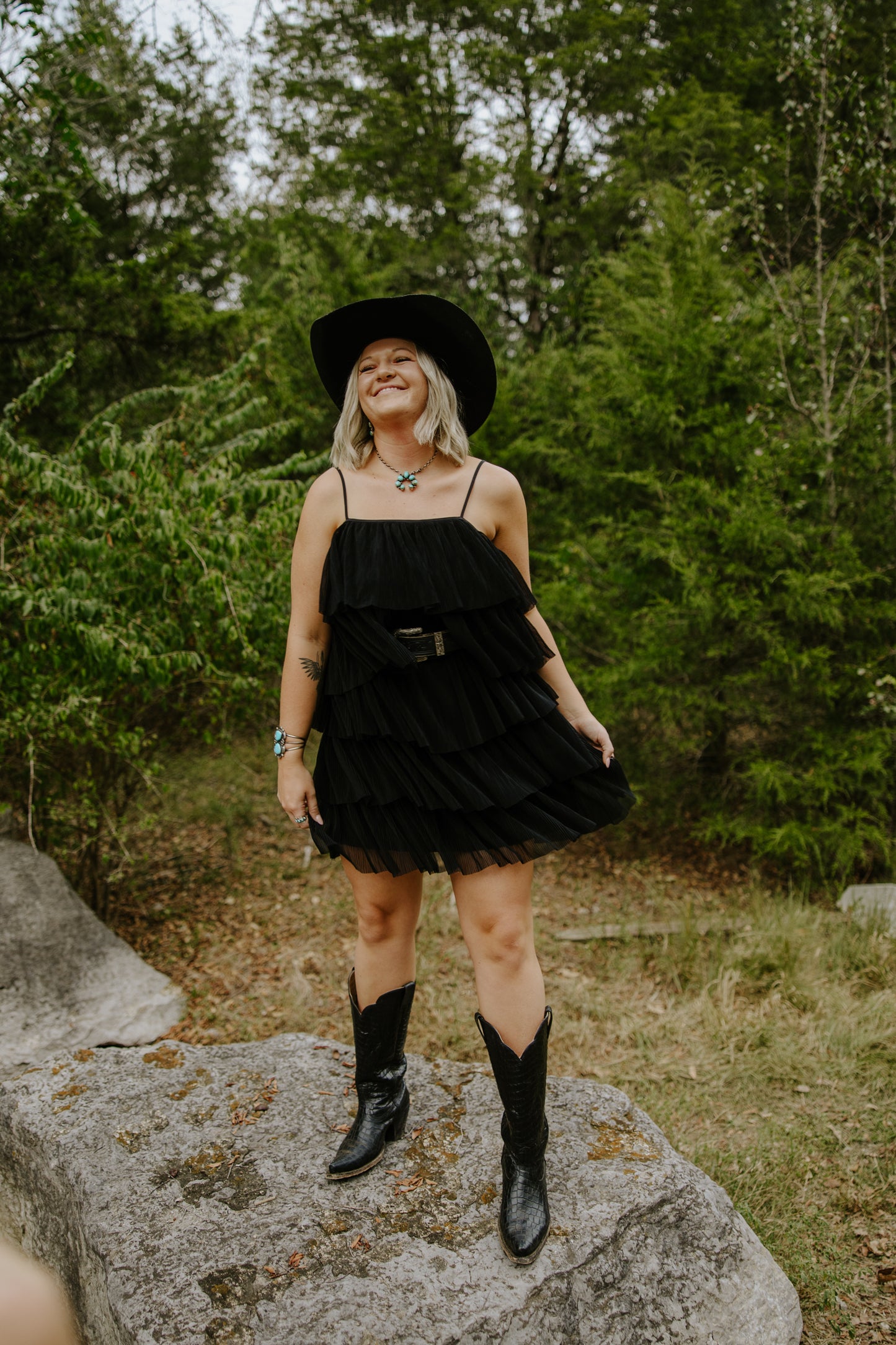 Black Ruffled Tulle Dress