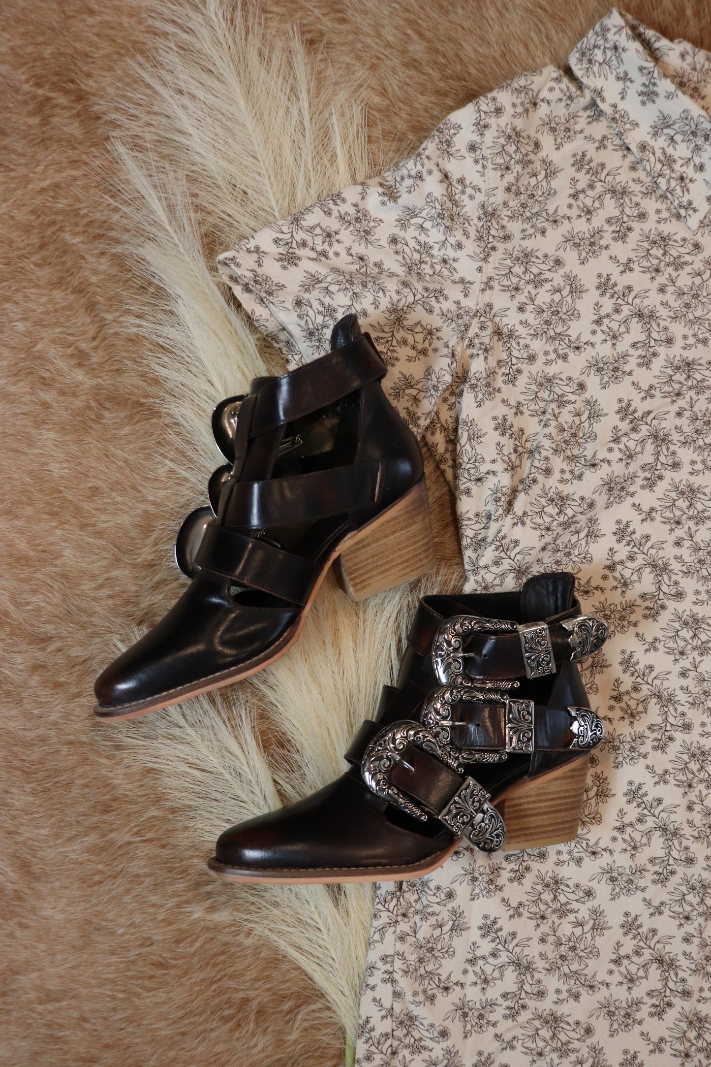 Tooled Buckle Ankle Booties