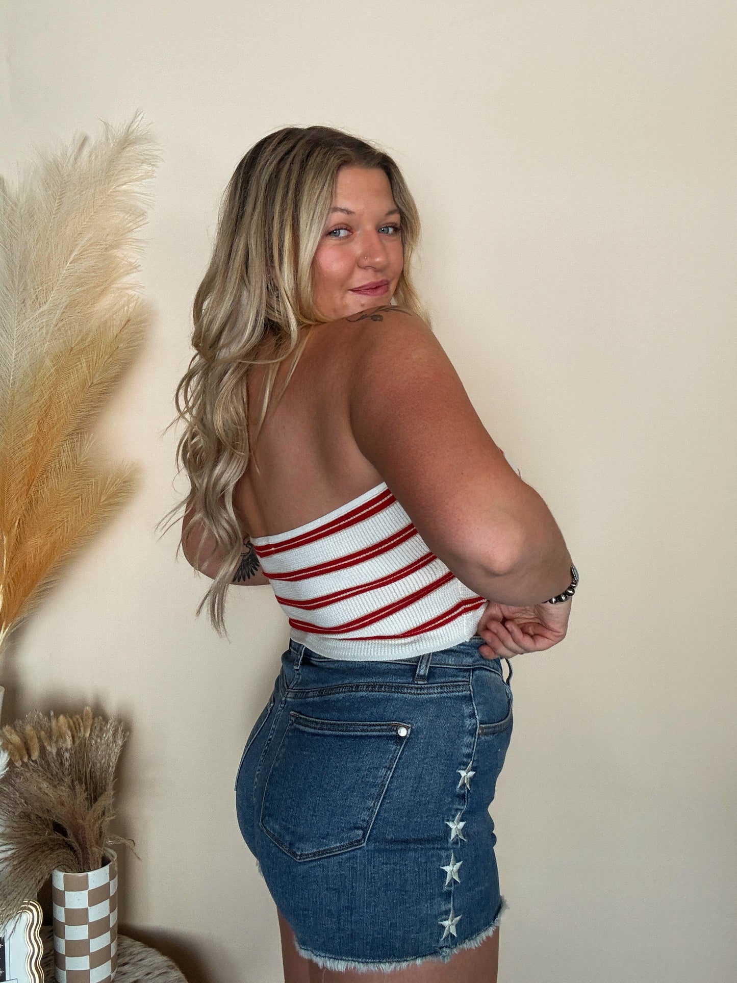 Red Stripe Knit Top
