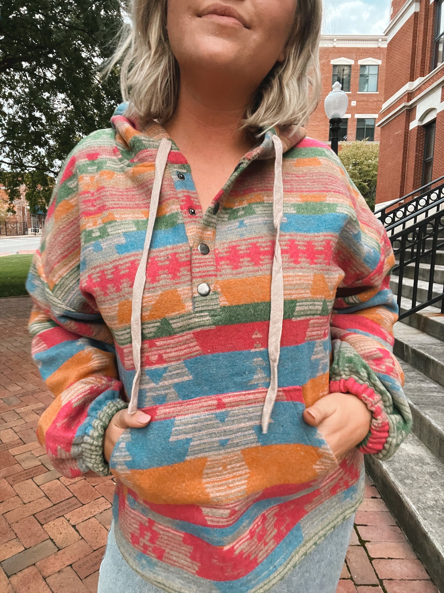 Pink Mix Aztec Hoodie