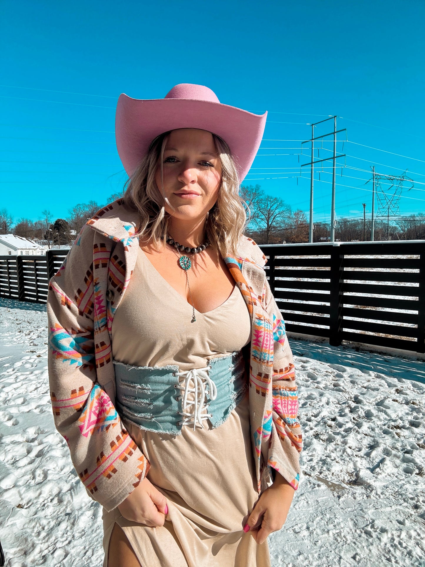Ivory Blue Western Jacket