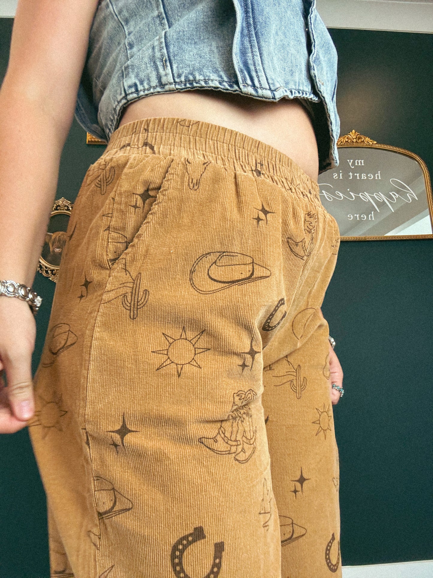 Western Corduroy Wide Leg Pant