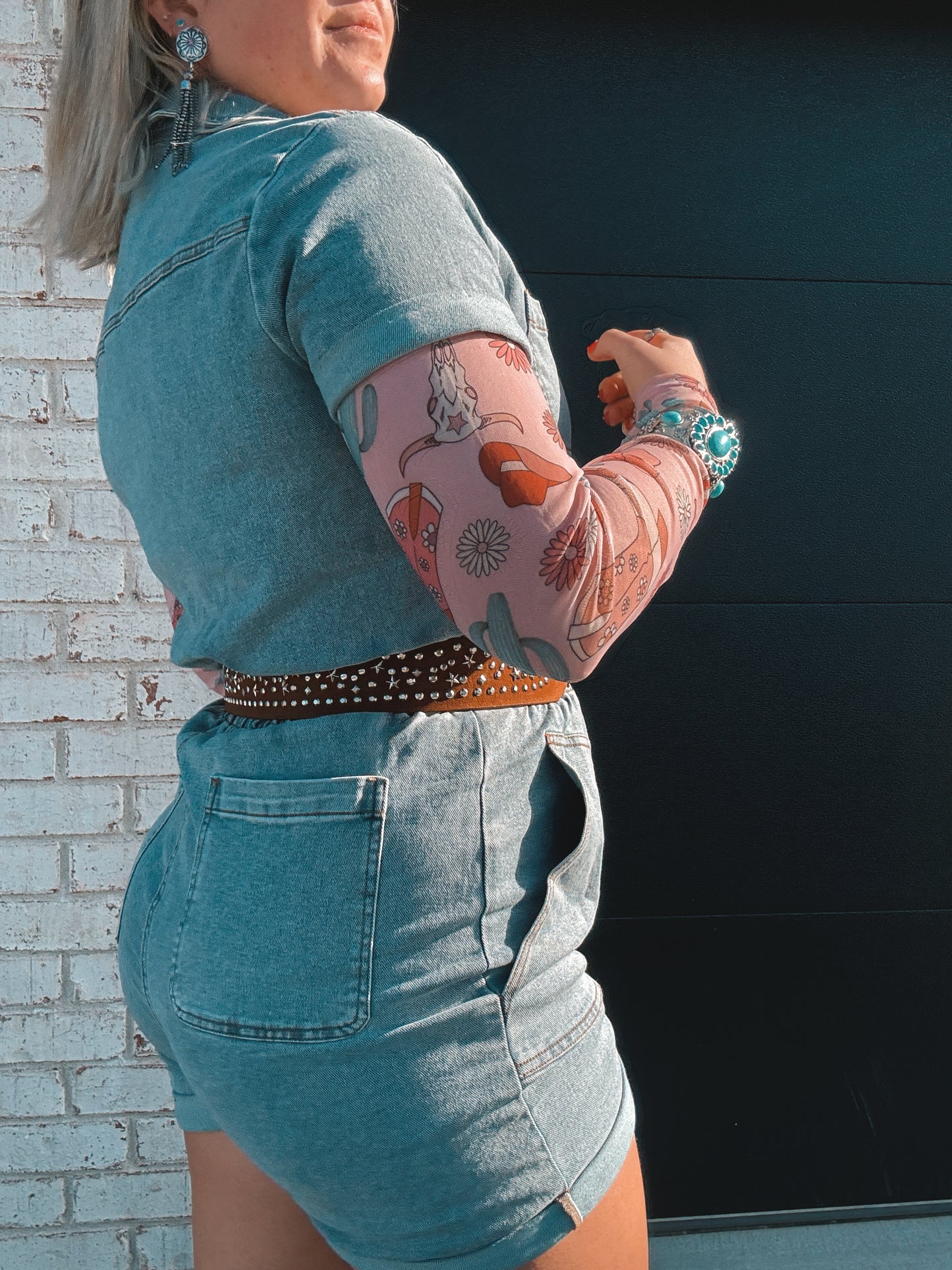 Metallic Stars Faux Leather Belt