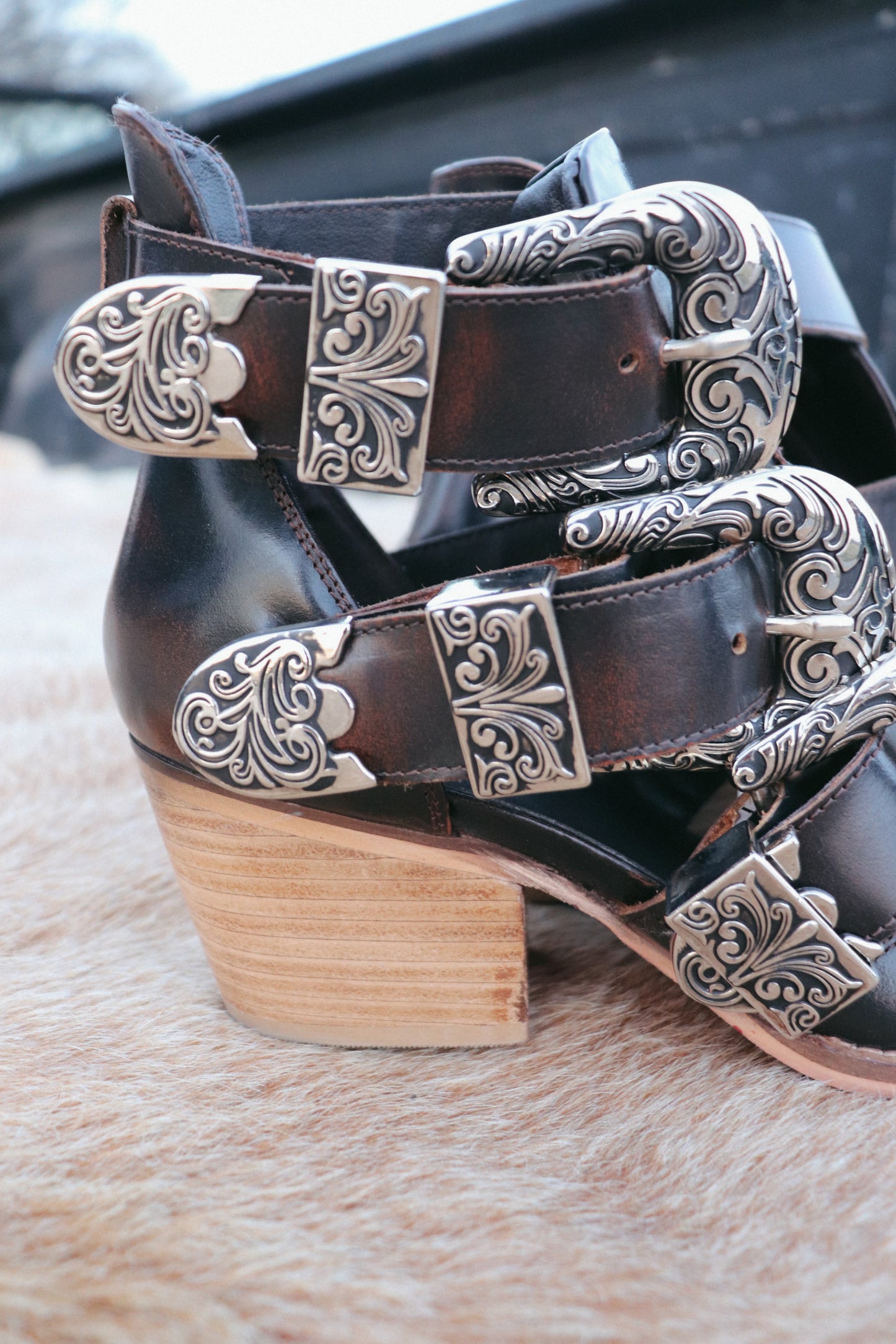 Tooled Buckle Ankle Booties