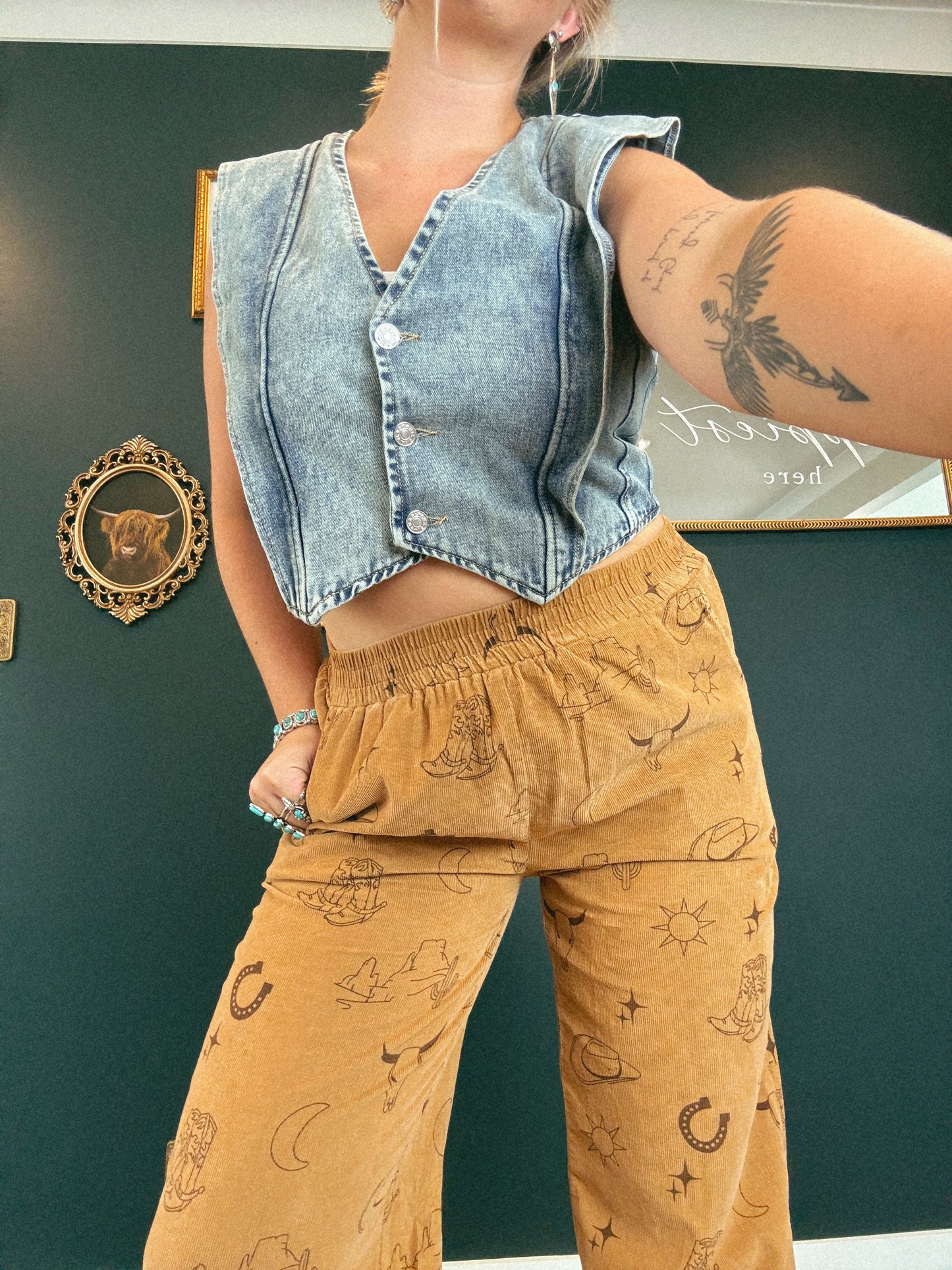 Western Corduroy Wide Leg Pant