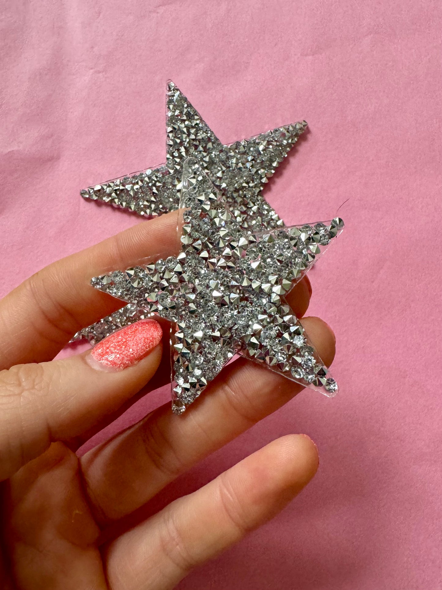 Silver Rhinestone Star Patch