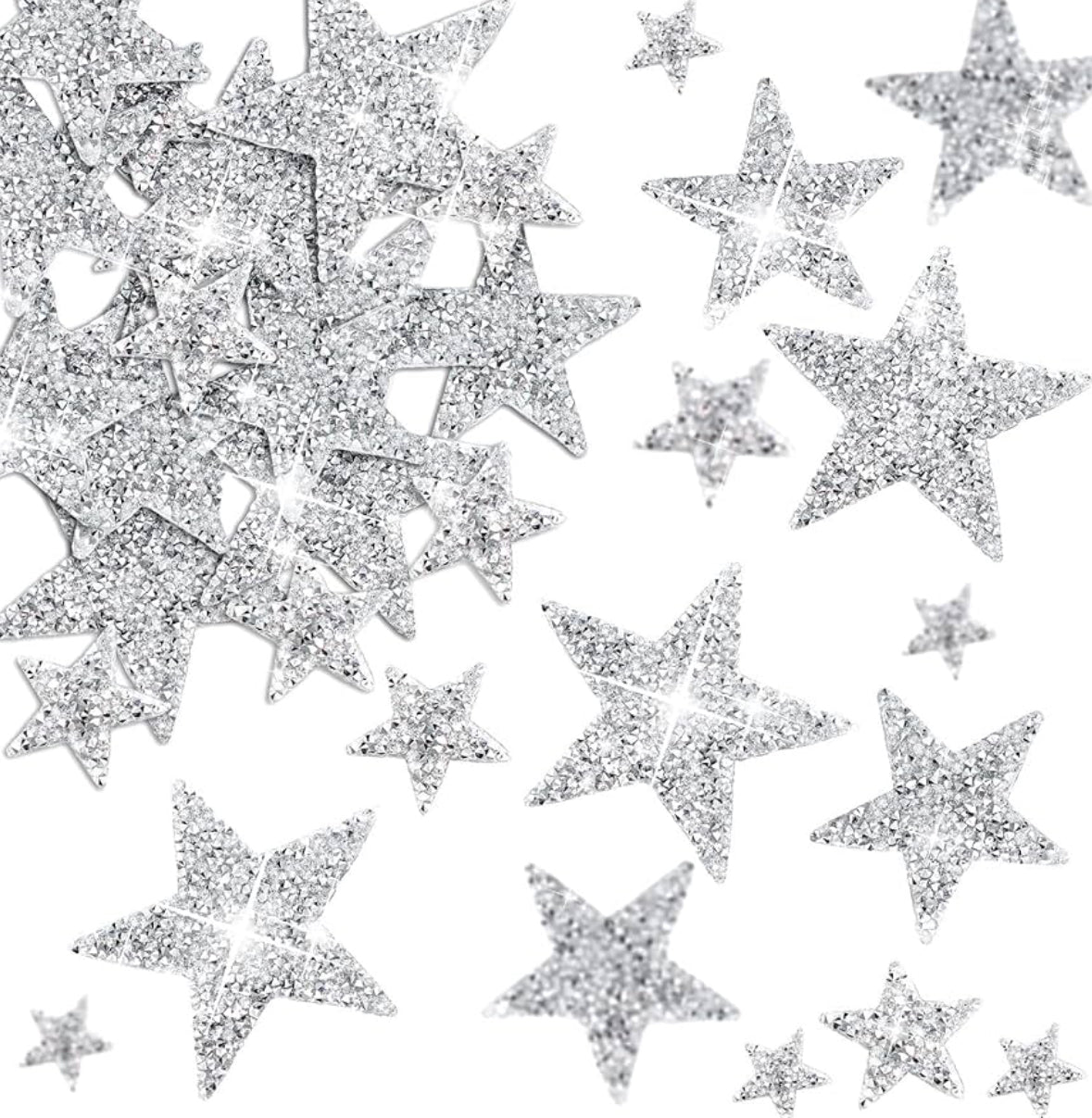 Silver Rhinestone Star Patch