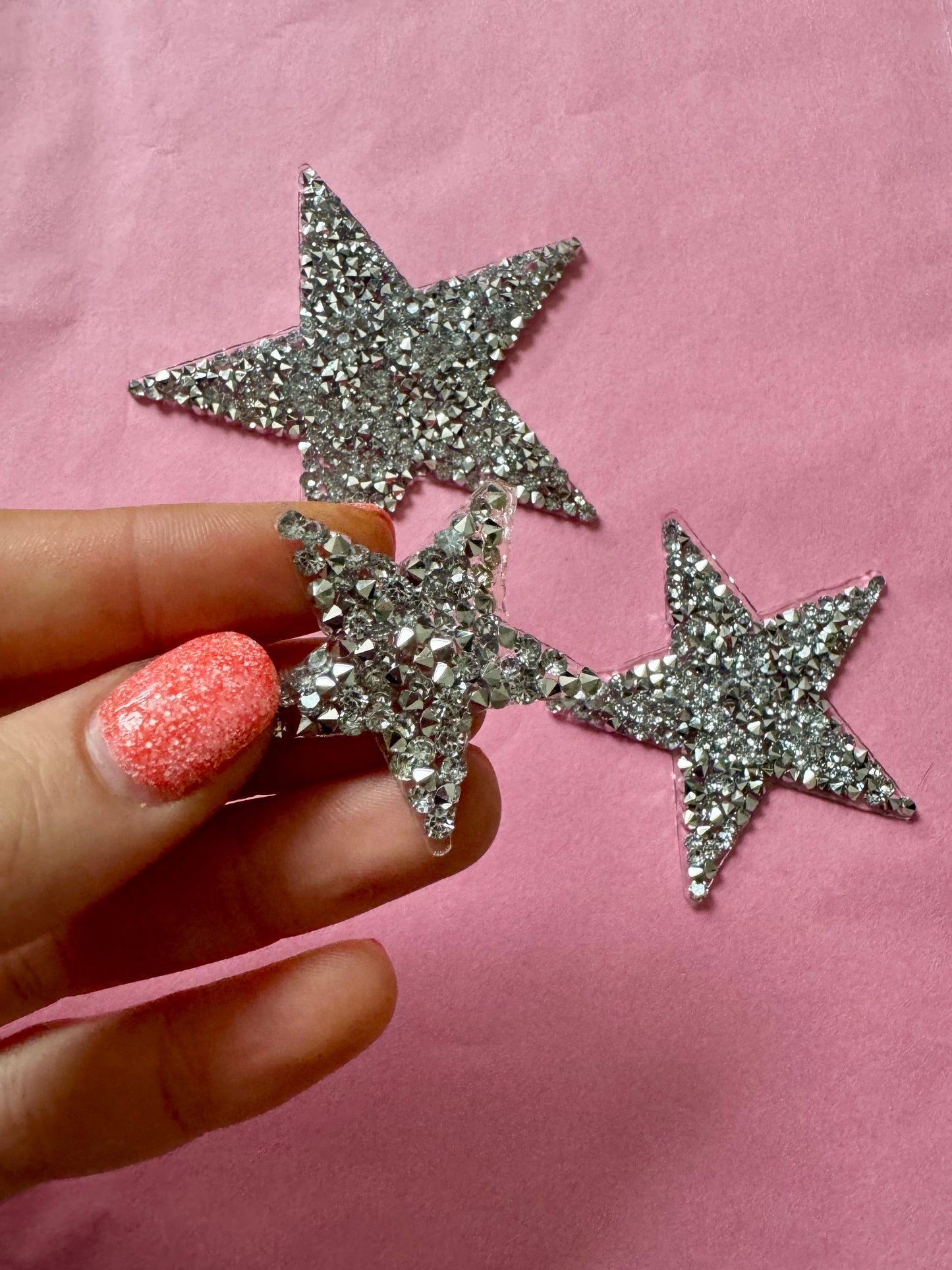 Silver Rhinestone Star Patch
