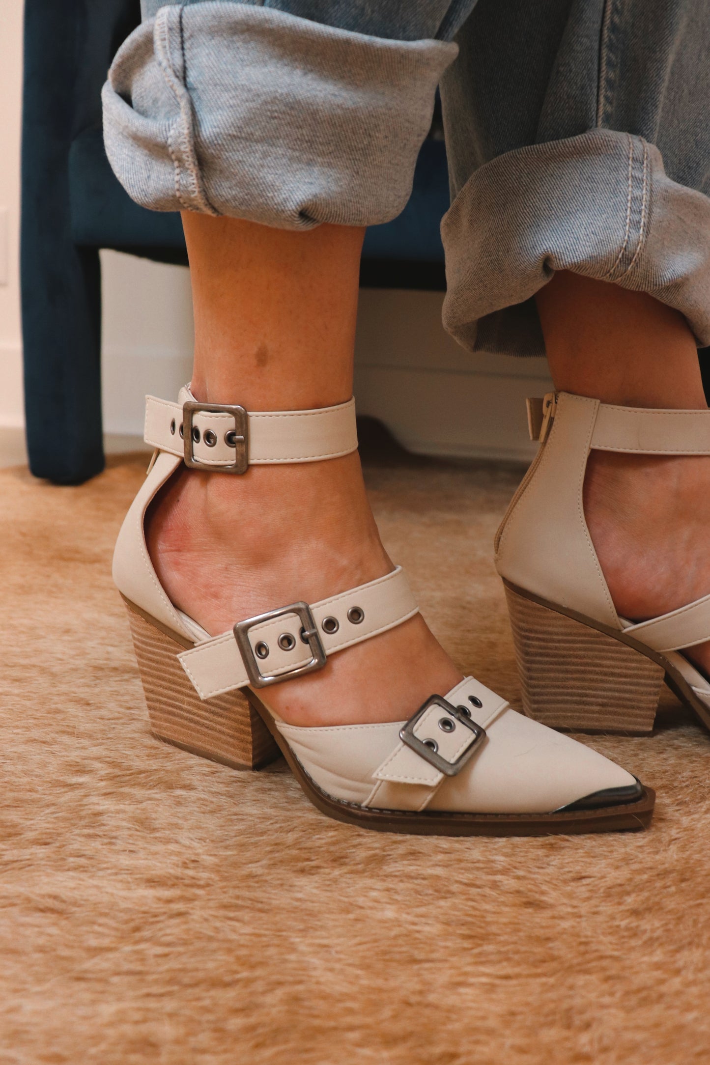 Cream Irina Buckle Shoes
