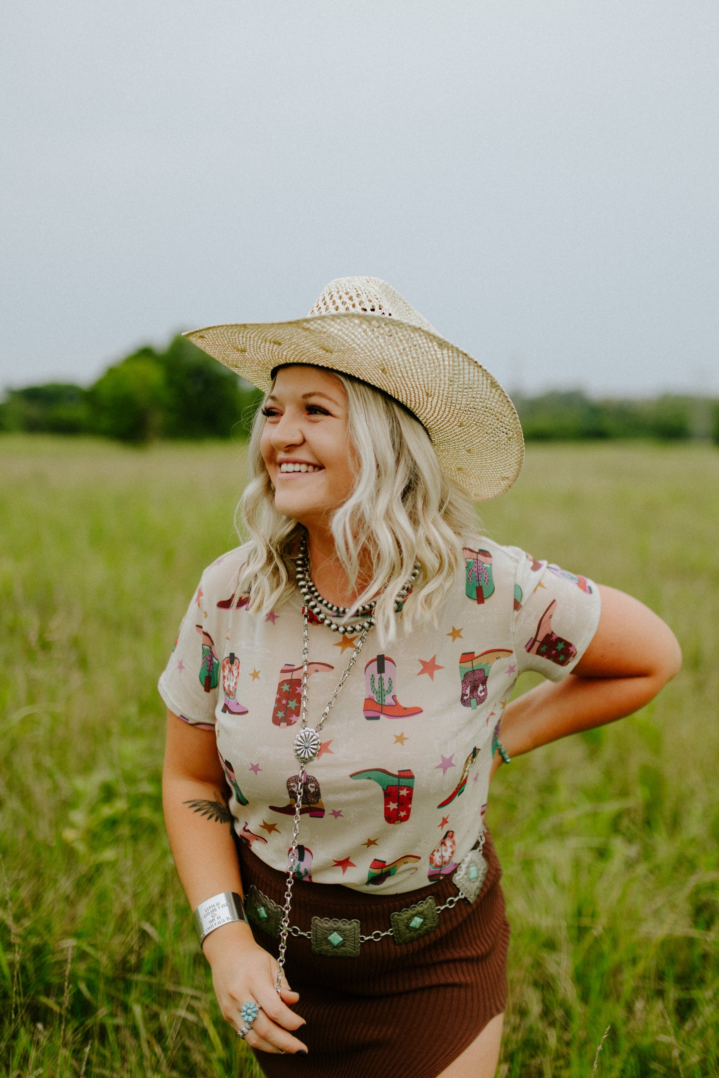 Western Boots Mesh Tee