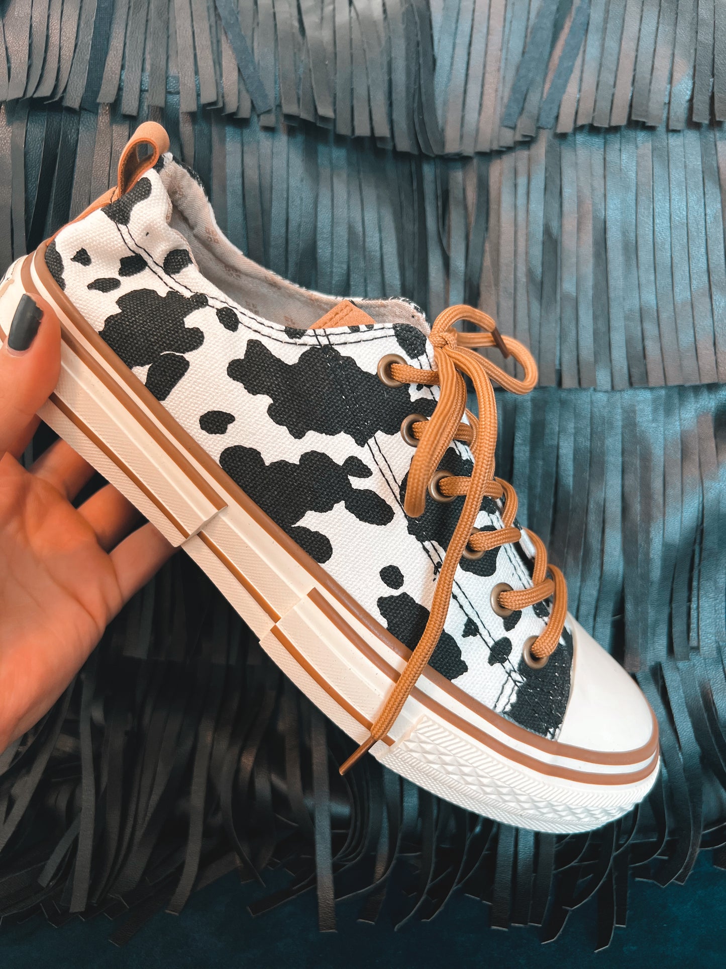 Cow Print Pull on Sneakers