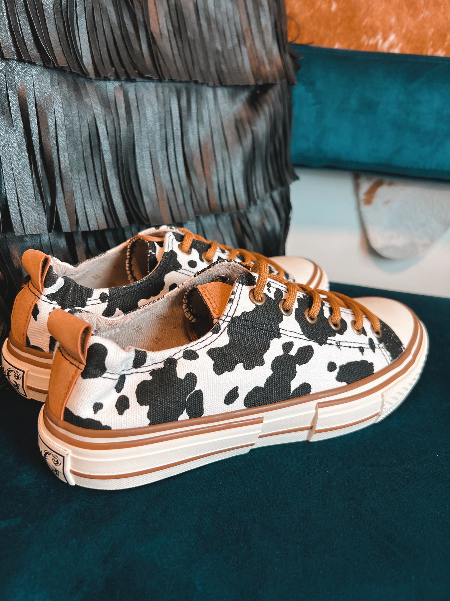 Cow Print Pull on Sneakers