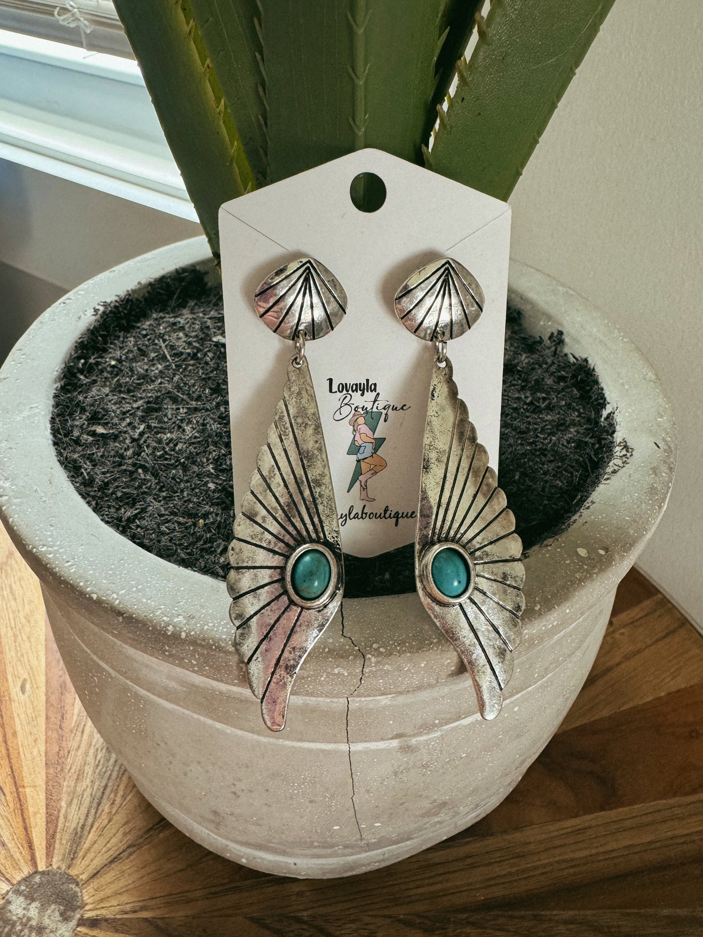 Turquoise Wing Drop Earrings