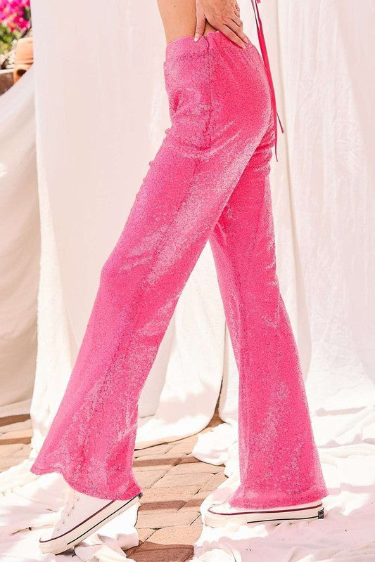 Neon Pink Sequin Pants