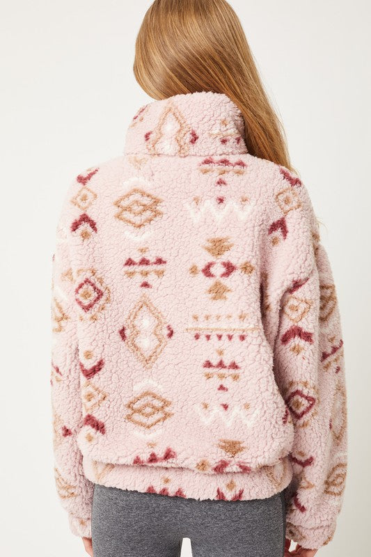 Mauve Aztec Sherpa Jacket