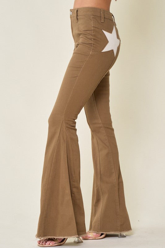 Western Suede Star Flares