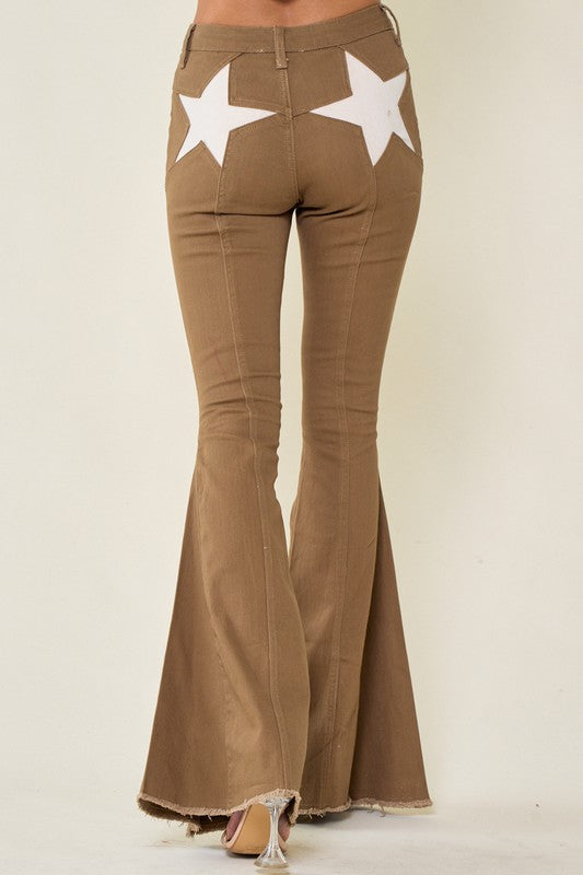 Western Suede Star Flares