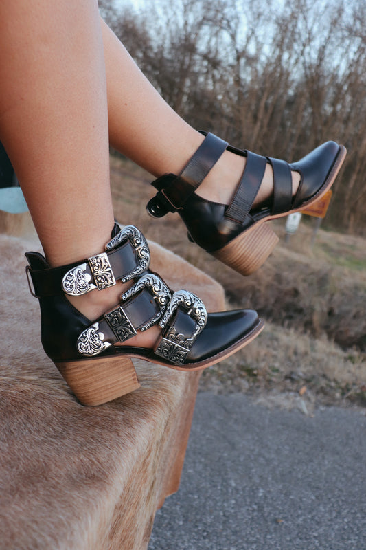 Tooled Buckle Ankle Booties