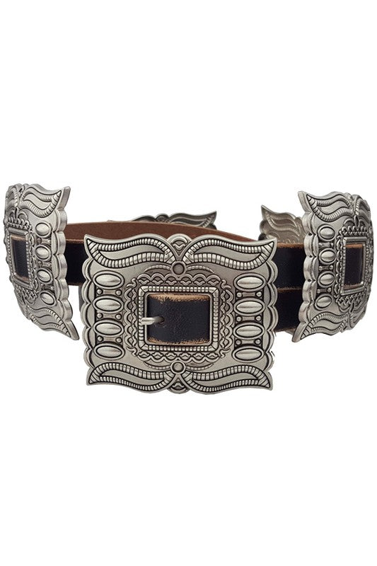 Black Concho Leather Belt