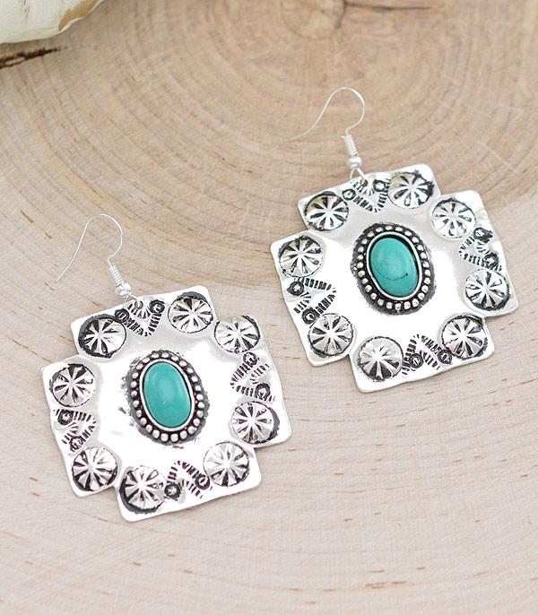 Turquoise Concho Drop Earrings
