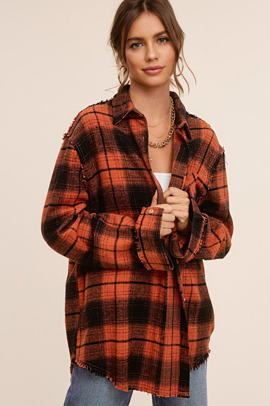 Warm Orange Plaid Shirt