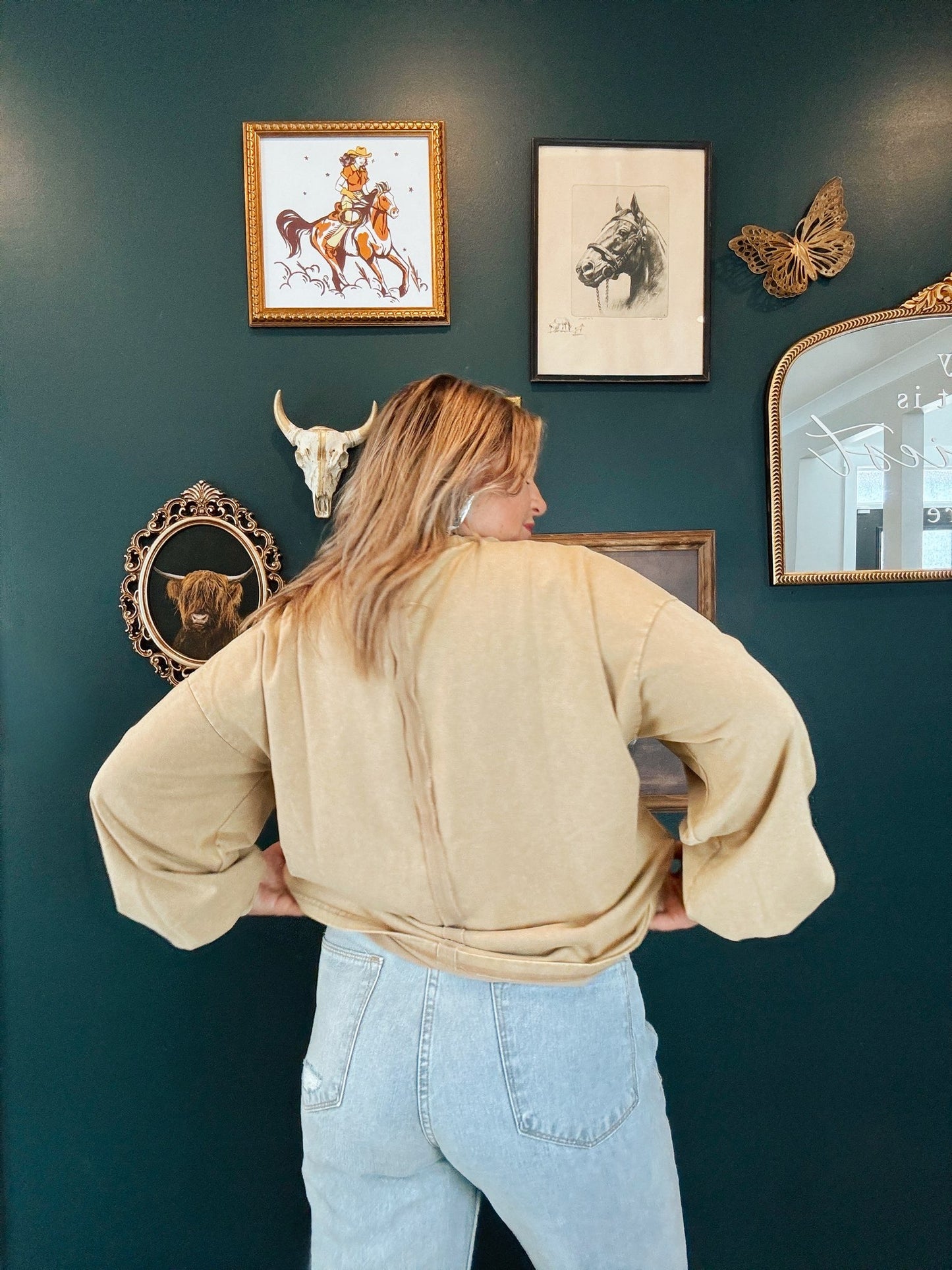 Boot Printed Long Sleeve Top