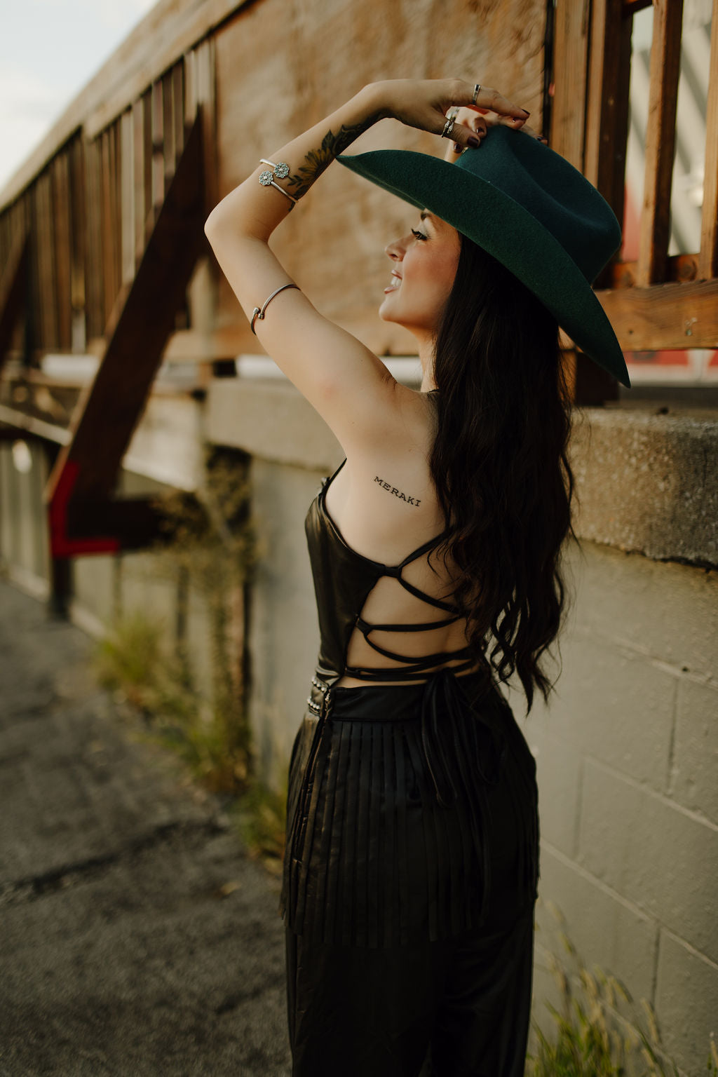 Faux Leather Western Jumpsuit