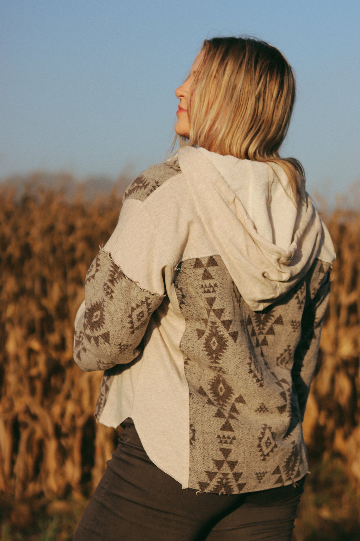 Brown Aztec Hoodie Jacket