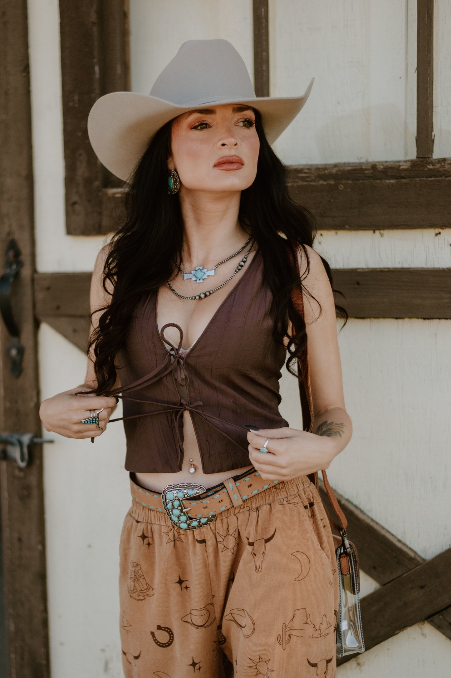 Chocolate Brown Tie Top