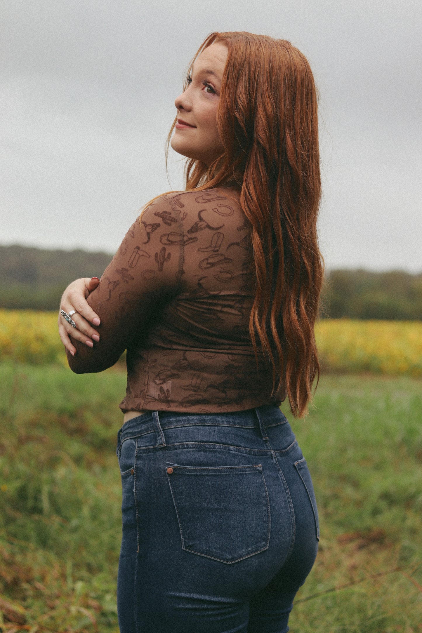 Tan Countryside Mesh Top
