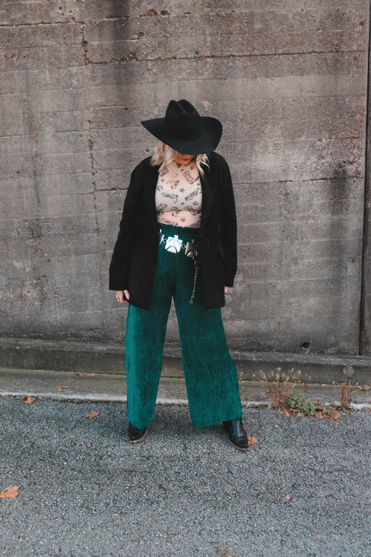 Velvety Green Flow Pants