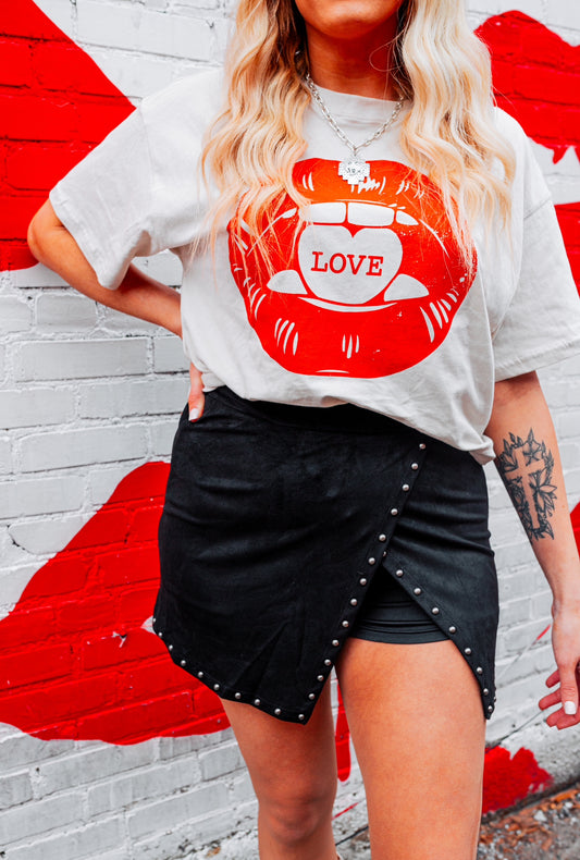 Black Suede Studded Skort