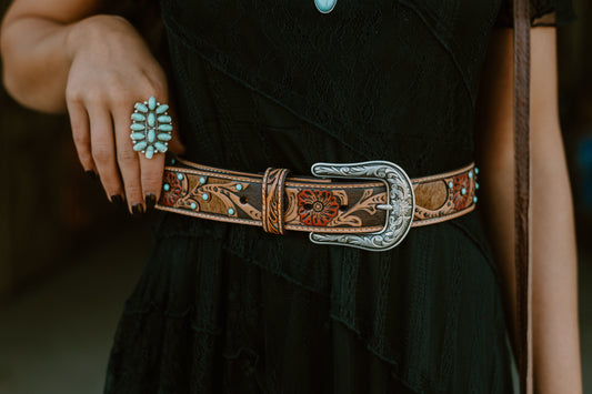 Floral Cowhide Ariat Belt